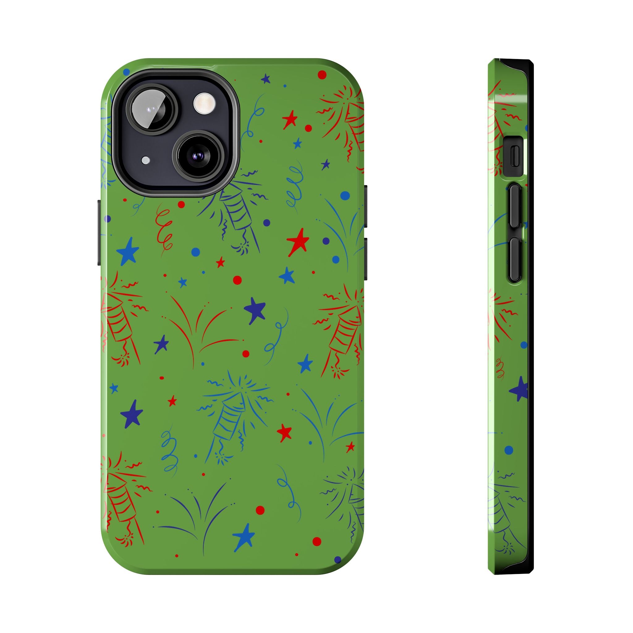 Celebratory Tough Phone Cases, Festive Phone Cover, Fireworks Phone Protector, Green Party Case, Holiday Mobile Case