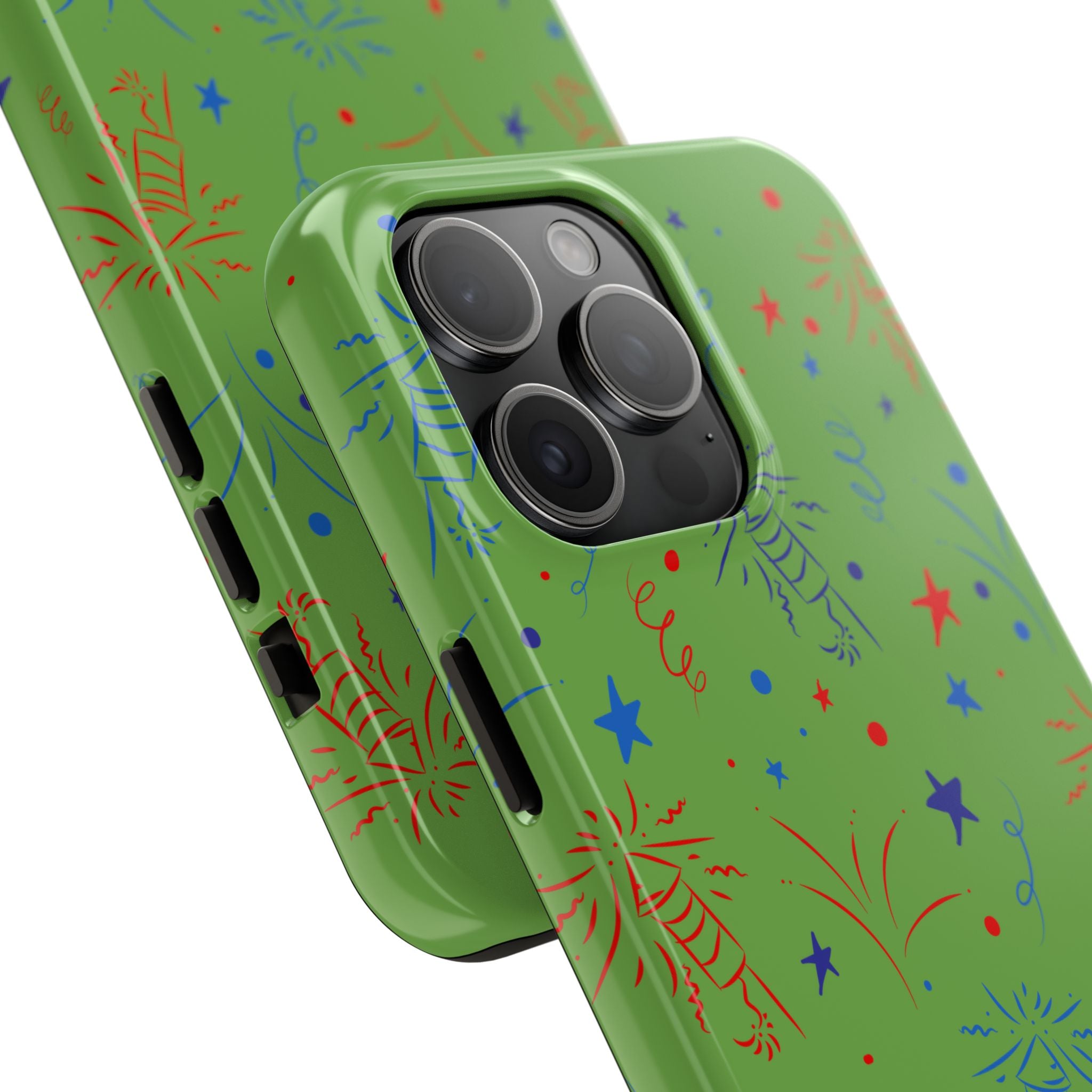 Celebratory Tough Phone Cases, Festive Phone Cover, Fireworks Phone Protector, Green Party Case, Holiday Mobile Case