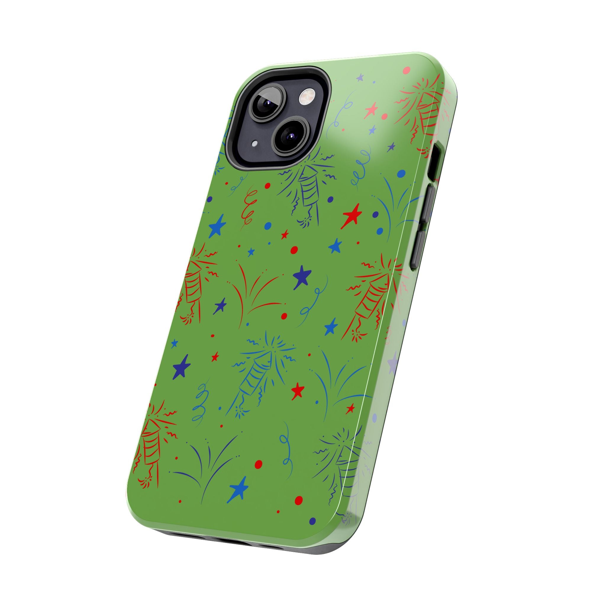 Celebratory Tough Phone Cases, Festive Phone Cover, Fireworks Phone Protector, Green Party Case, Holiday Mobile Case
