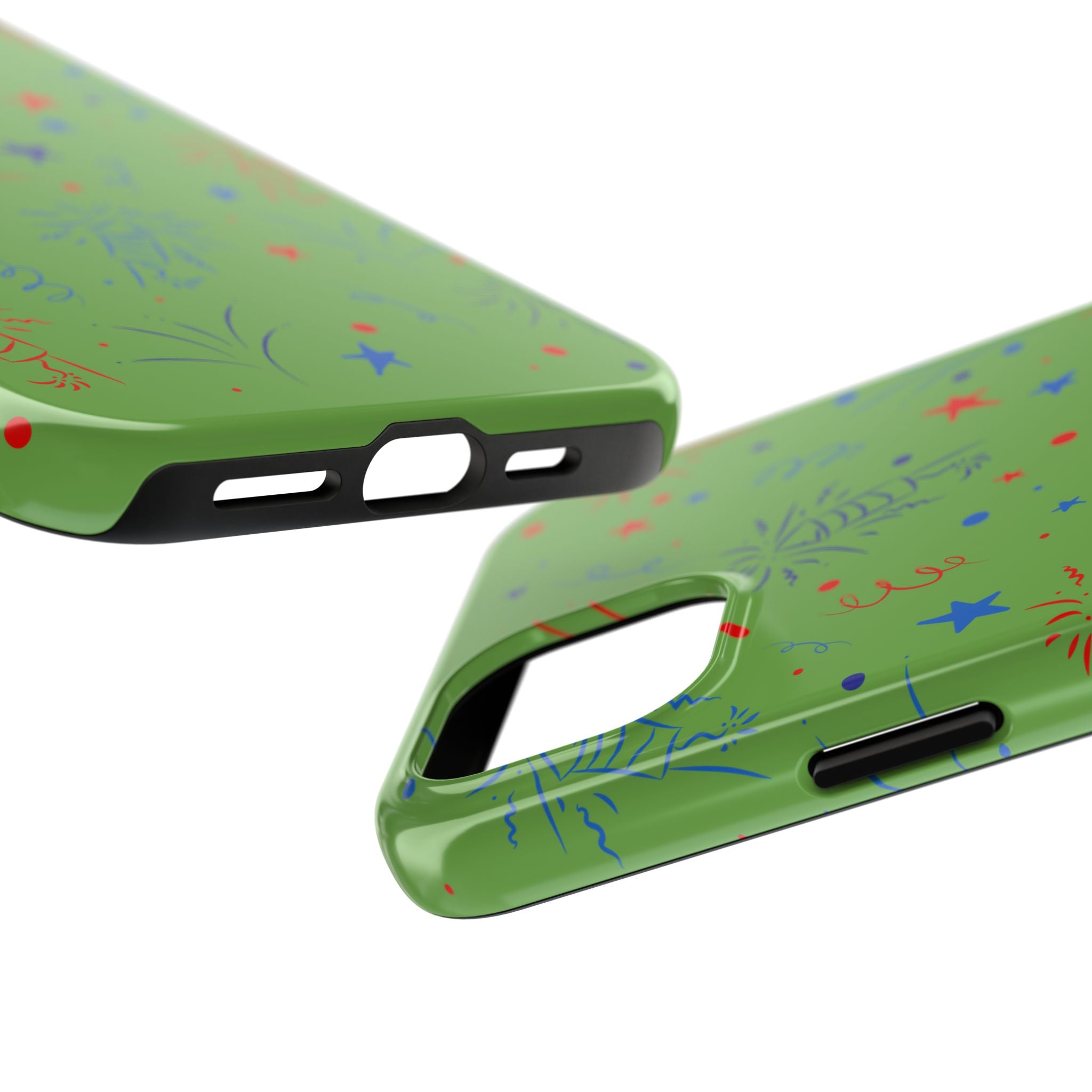 Celebratory Tough Phone Cases, Festive Phone Cover, Fireworks Phone Protector, Green Party Case, Holiday Mobile Case