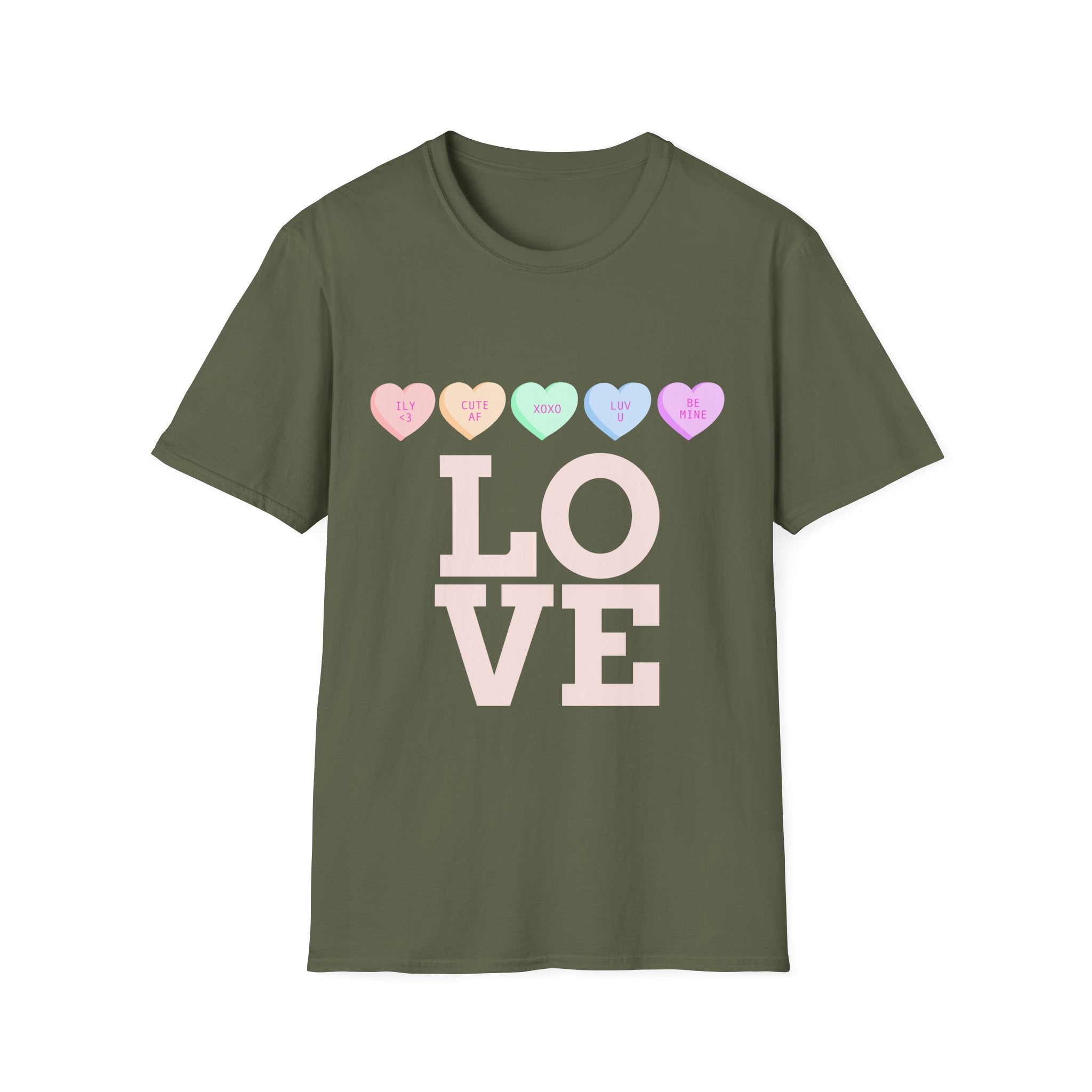 Colorful Love Hearts Unisex Softstyle T-Shirt, Valentine's Day Gift, Couple's Tees, Casual Wear, Cute Heart Shirt