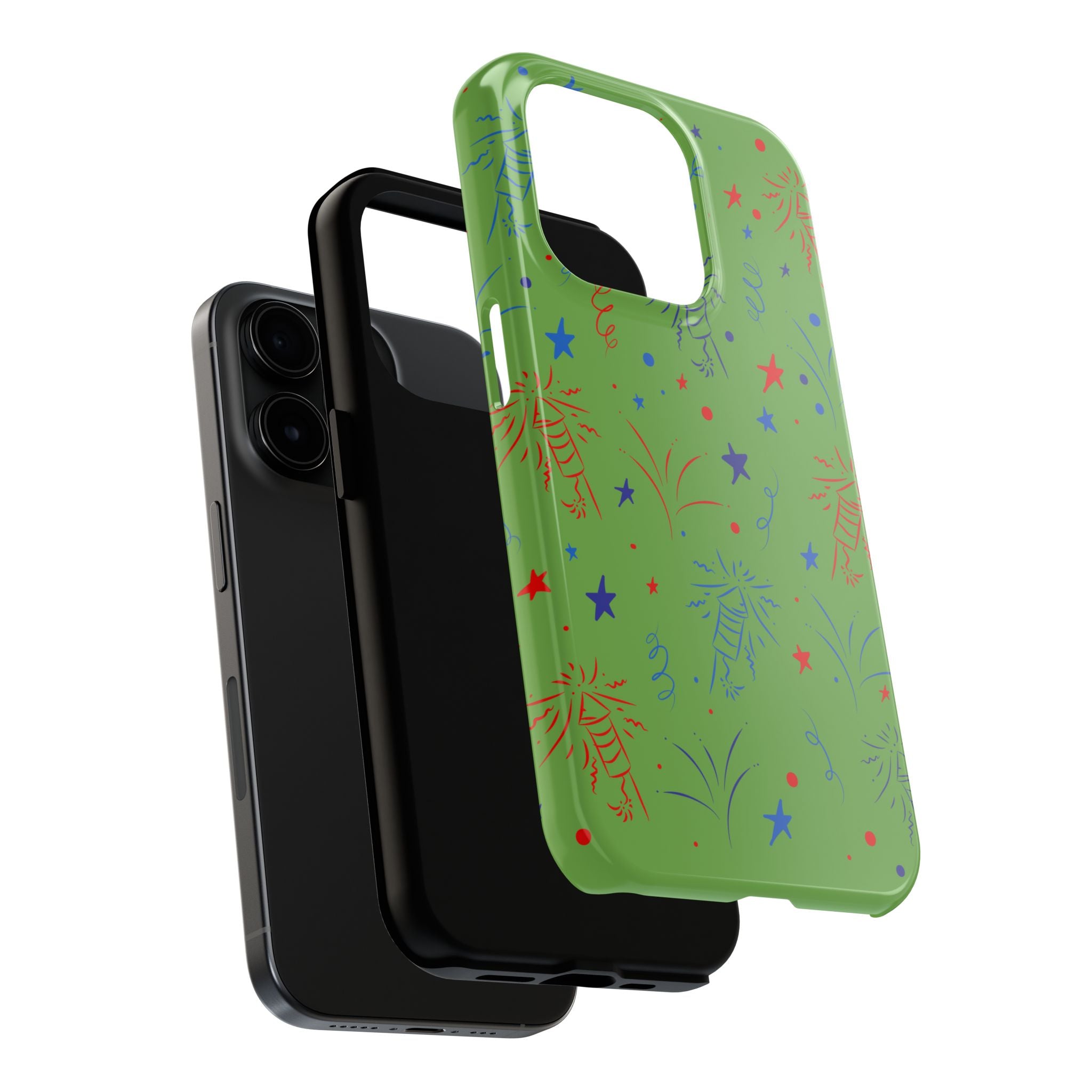 Celebratory Tough Phone Cases, Festive Phone Cover, Fireworks Phone Protector, Green Party Case, Holiday Mobile Case