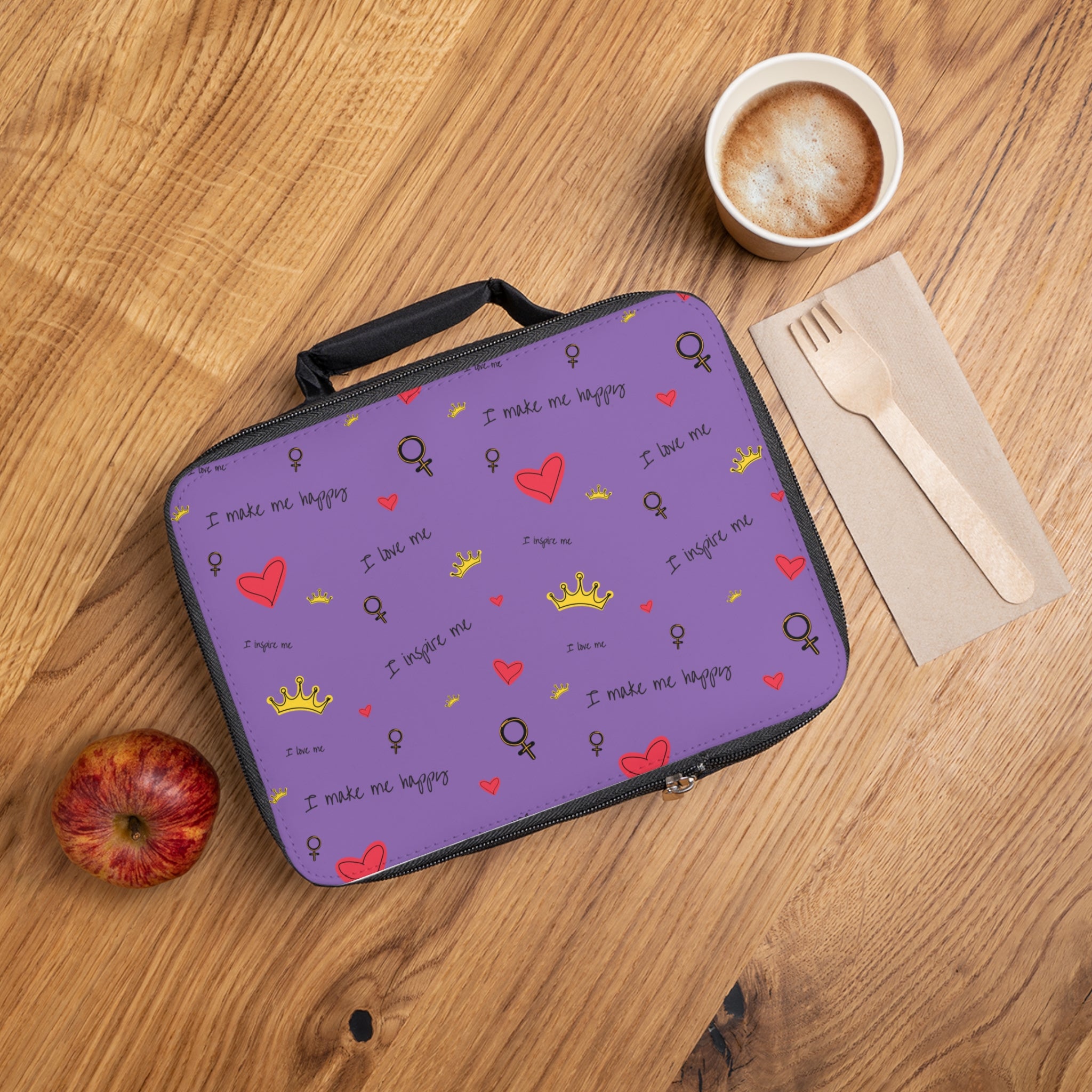 Cute Illustrated Lunch Bag with Positive Affirmations, Insulated Lunch Tote for School or Work, Pink and Purple Design, Gift for Her, [...]