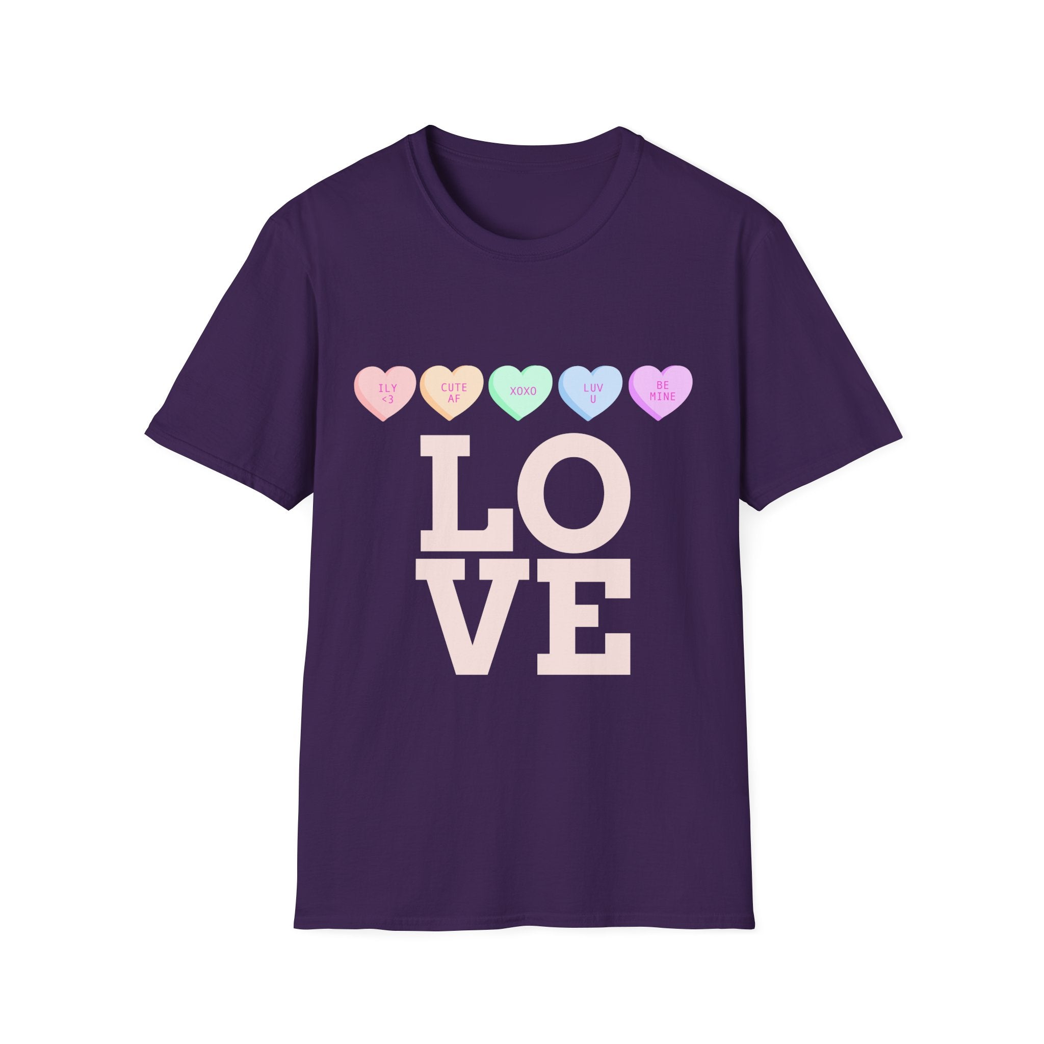 Colorful Love Hearts Unisex Softstyle T-Shirt, Valentine's Day Gift, Couple's Tees, Casual Wear, Cute Heart Shirt