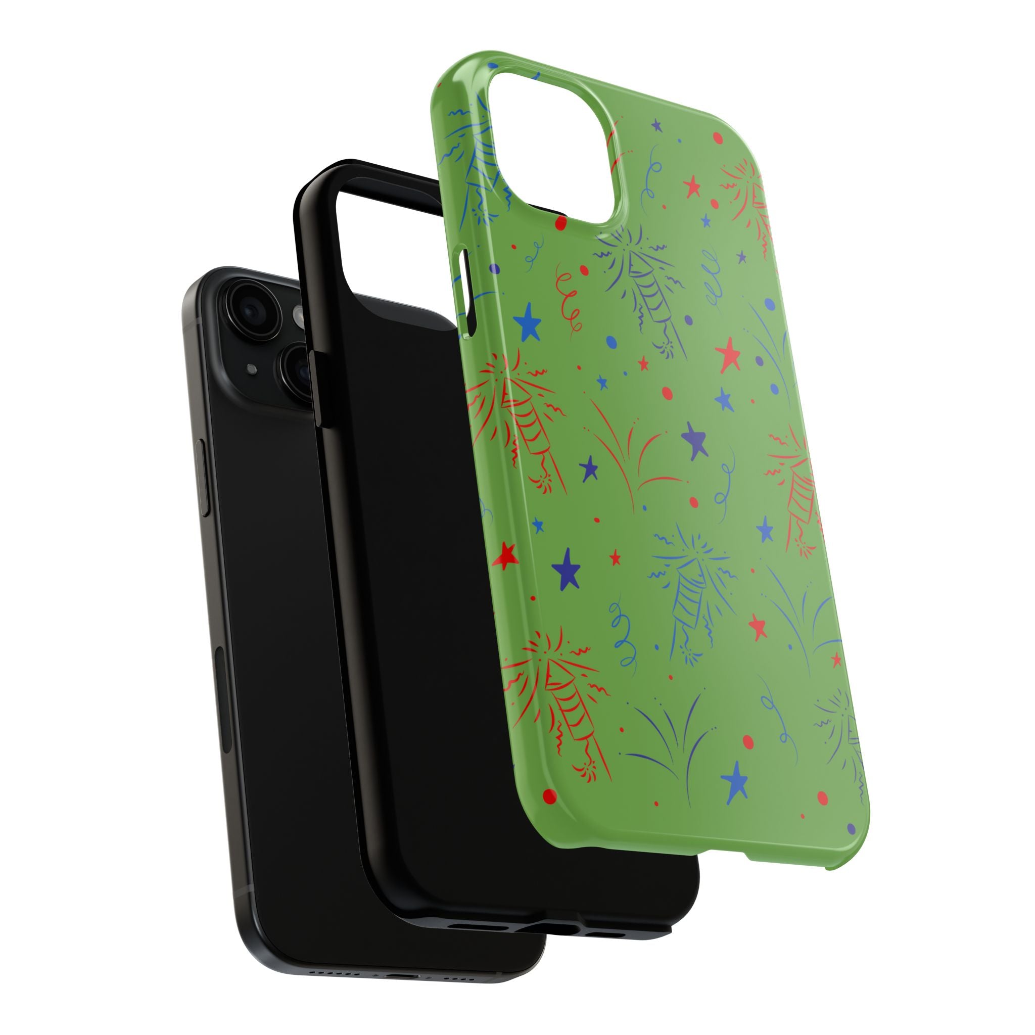 Celebratory Tough Phone Cases, Festive Phone Cover, Fireworks Phone Protector, Green Party Case, Holiday Mobile Case