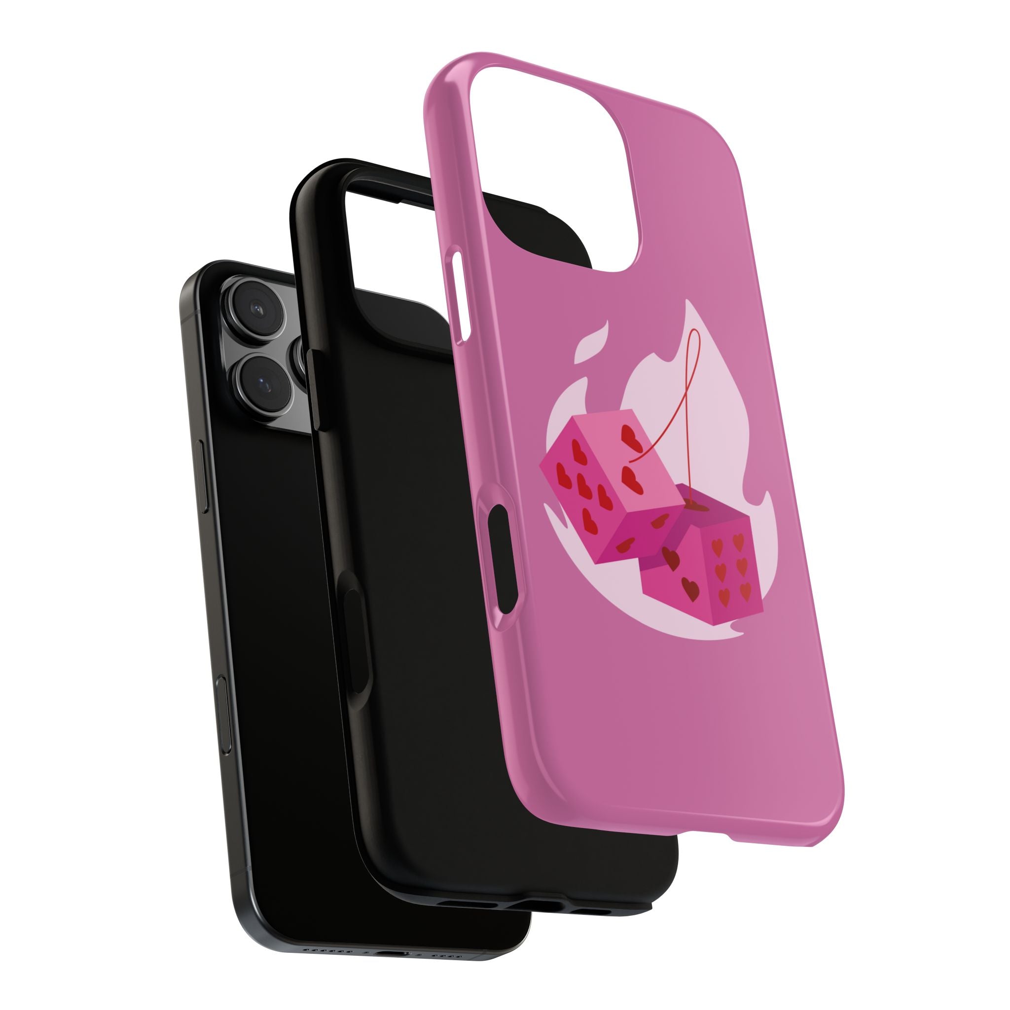 Phone Case, Tough Phone Cover, Heart Design, Cute Cell Accessories, Valentine's Day Gift, Trendy Pink Case