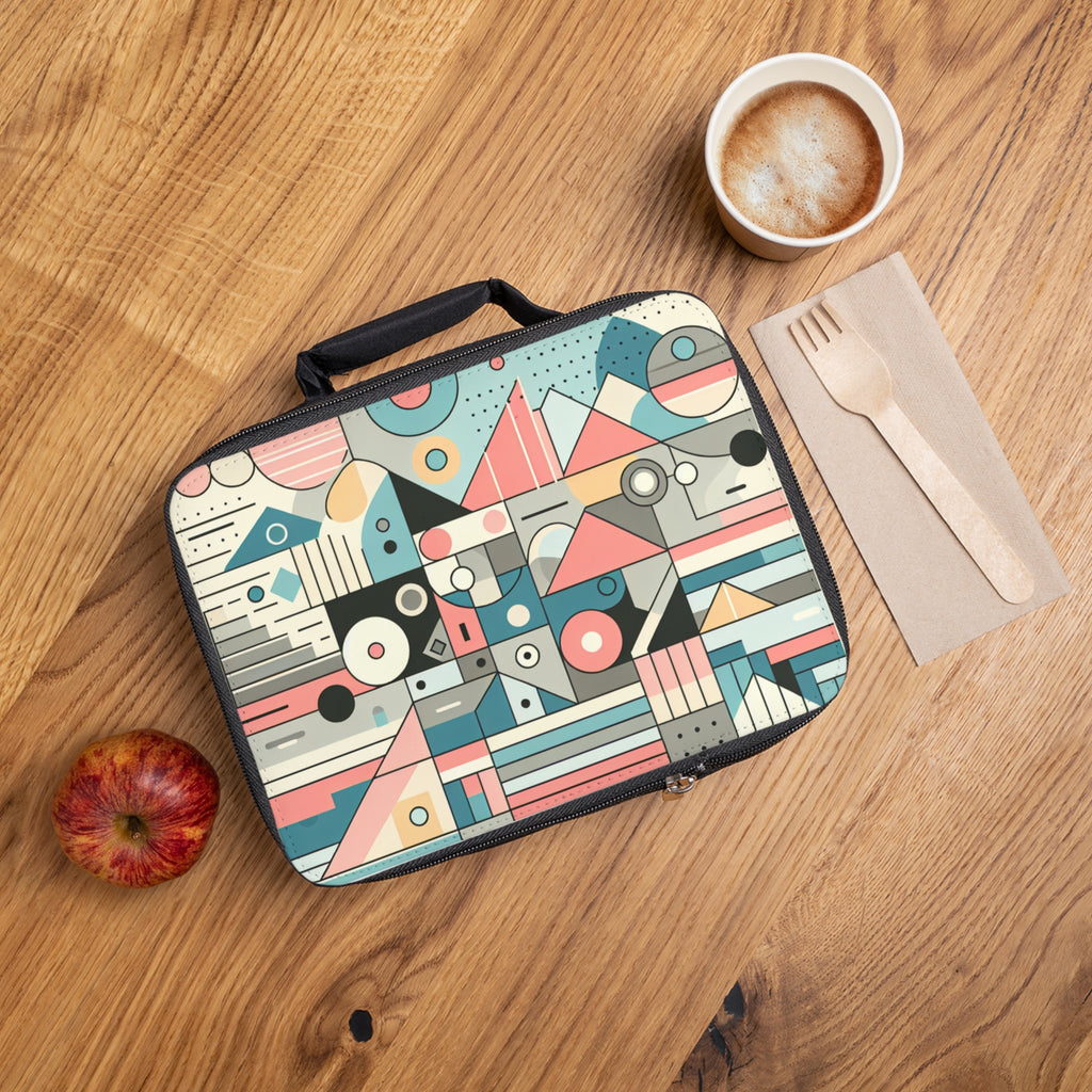 Geometric Print Lunch Bag | Stylish Insulated Lunch Tote for Work, School, Picnics, and Travel | Unique Food Carrier