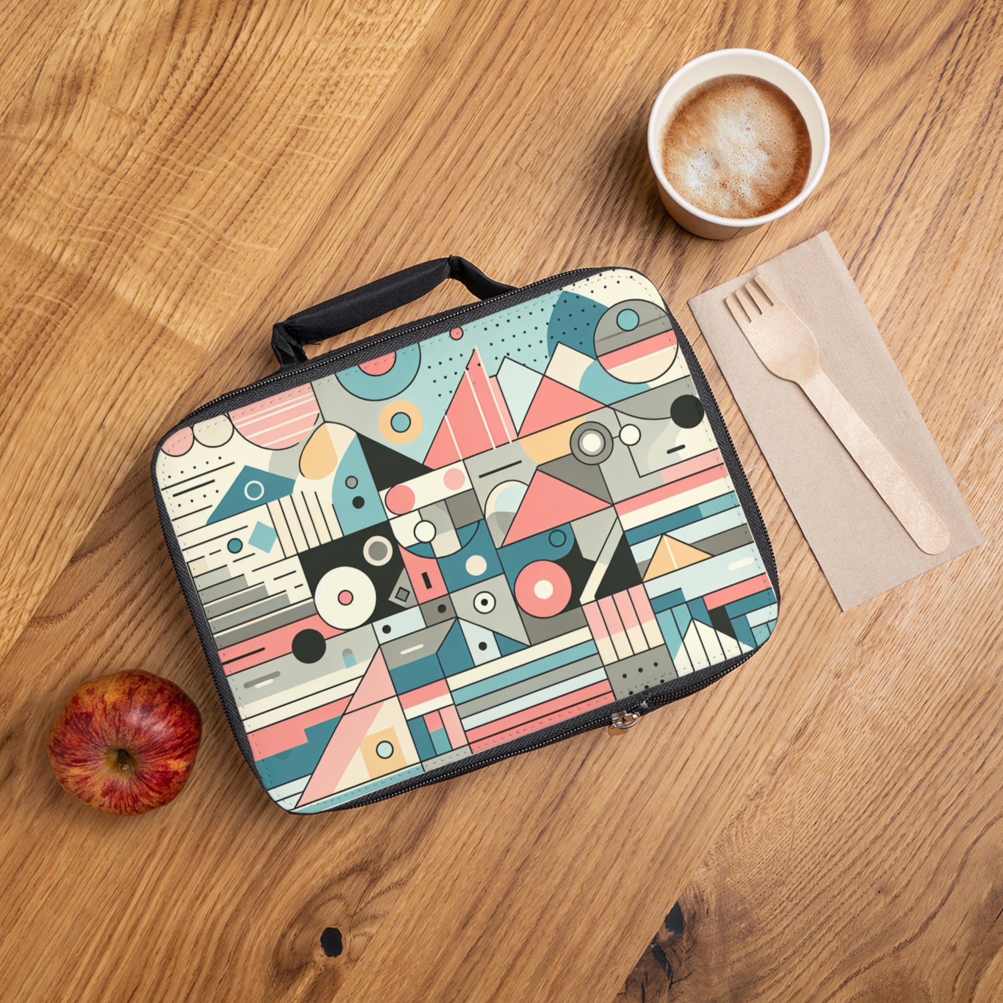 Geometric Print Lunch Bag | Stylish Insulated Lunch Tote for Work, School, Picnics, and Travel | Unique Food Carrier