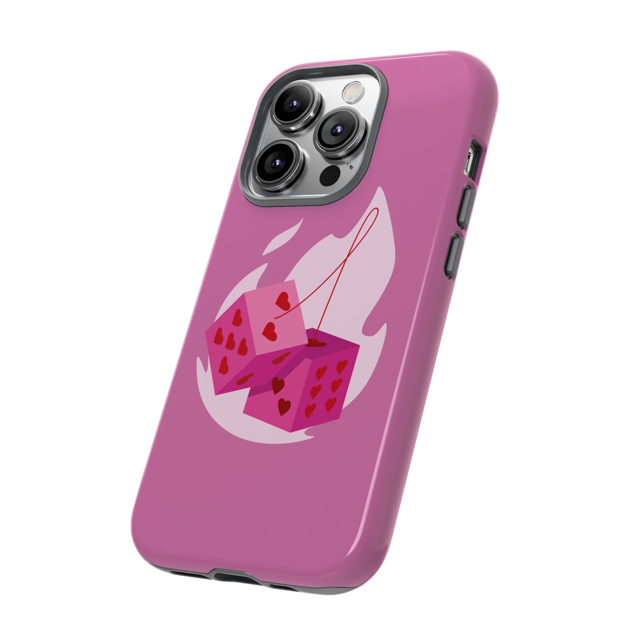 Phone Case, Tough Phone Cover, Heart Design, Cute Cell Accessories, Valentine's Day Gift, Trendy Pink Case