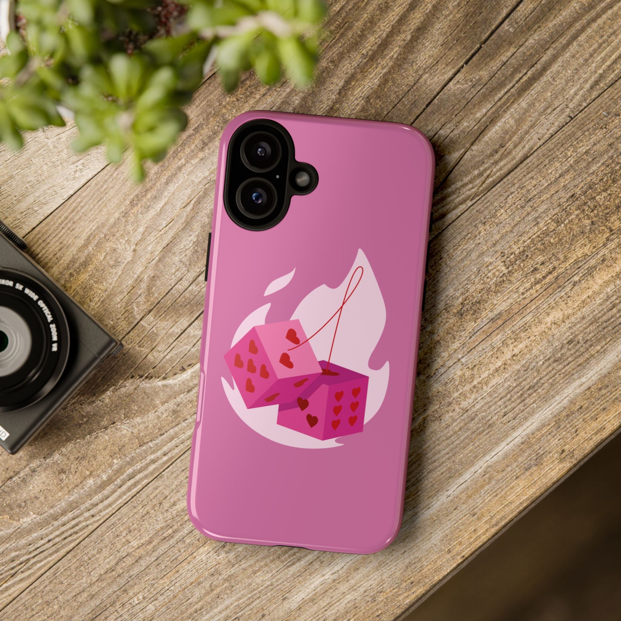 Phone Case, Tough Phone Cover, Heart Design, Cute Cell Accessories, Valentine's Day Gift, Trendy Pink Case