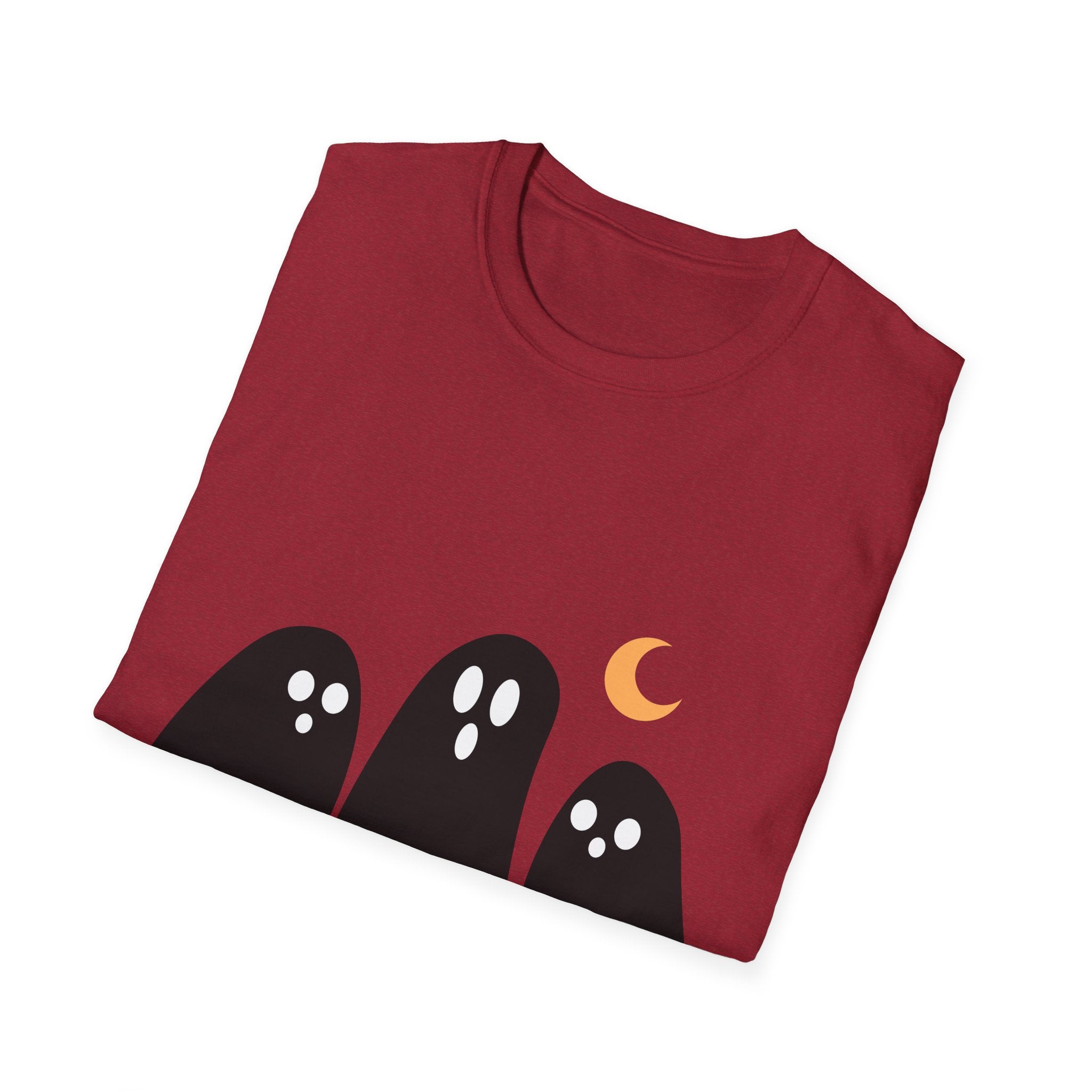 Ghostly Gathering Unisex T-Shirt | Halloween Apparel, Cute Ghost Design, Spooky Season Tee, Fall Fashion, Unique Gift