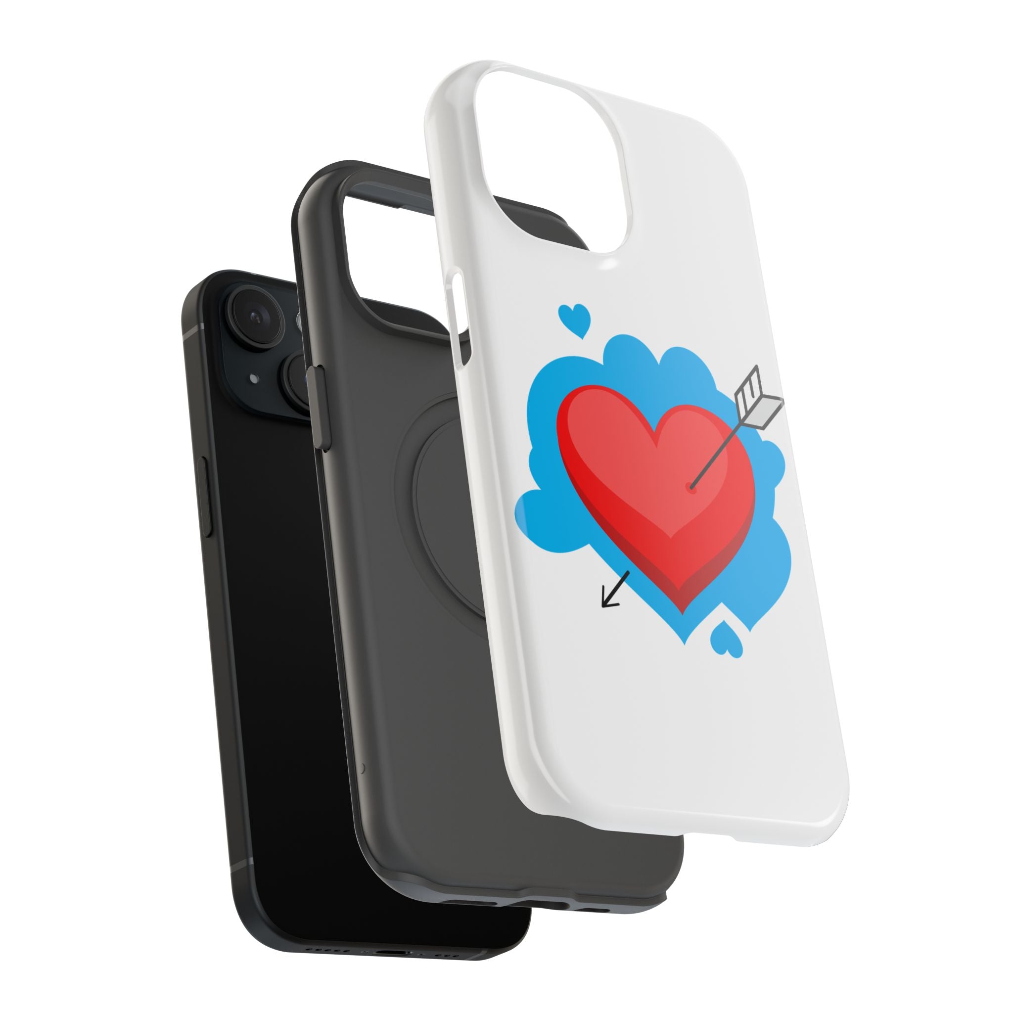 Heart Arrow Impact-Resistant Phone Case, Cute Phone Cover, Valentine's Day Gift, Durable Case, Love Themed Accessory