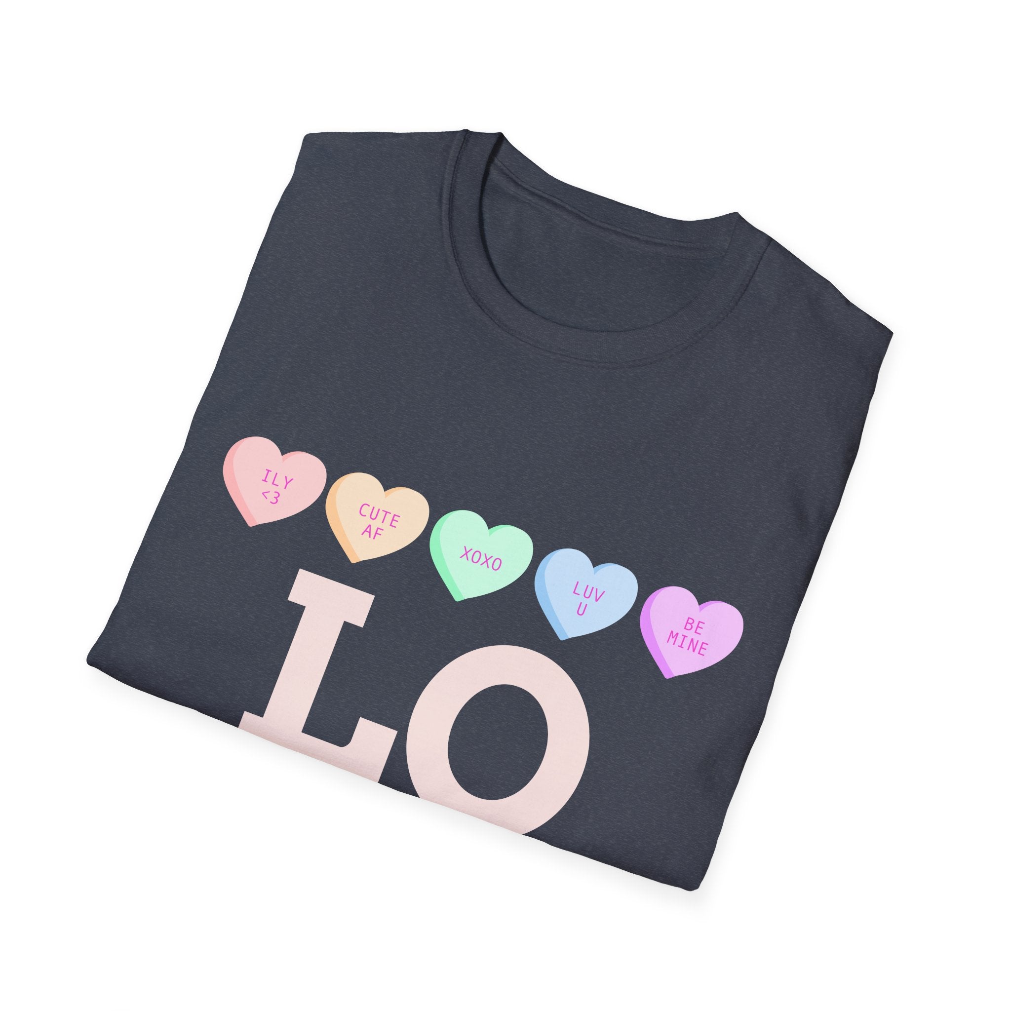 Colorful Love Hearts Unisex Softstyle T-Shirt, Valentine's Day Gift, Couple's Tees, Casual Wear, Cute Heart Shirt