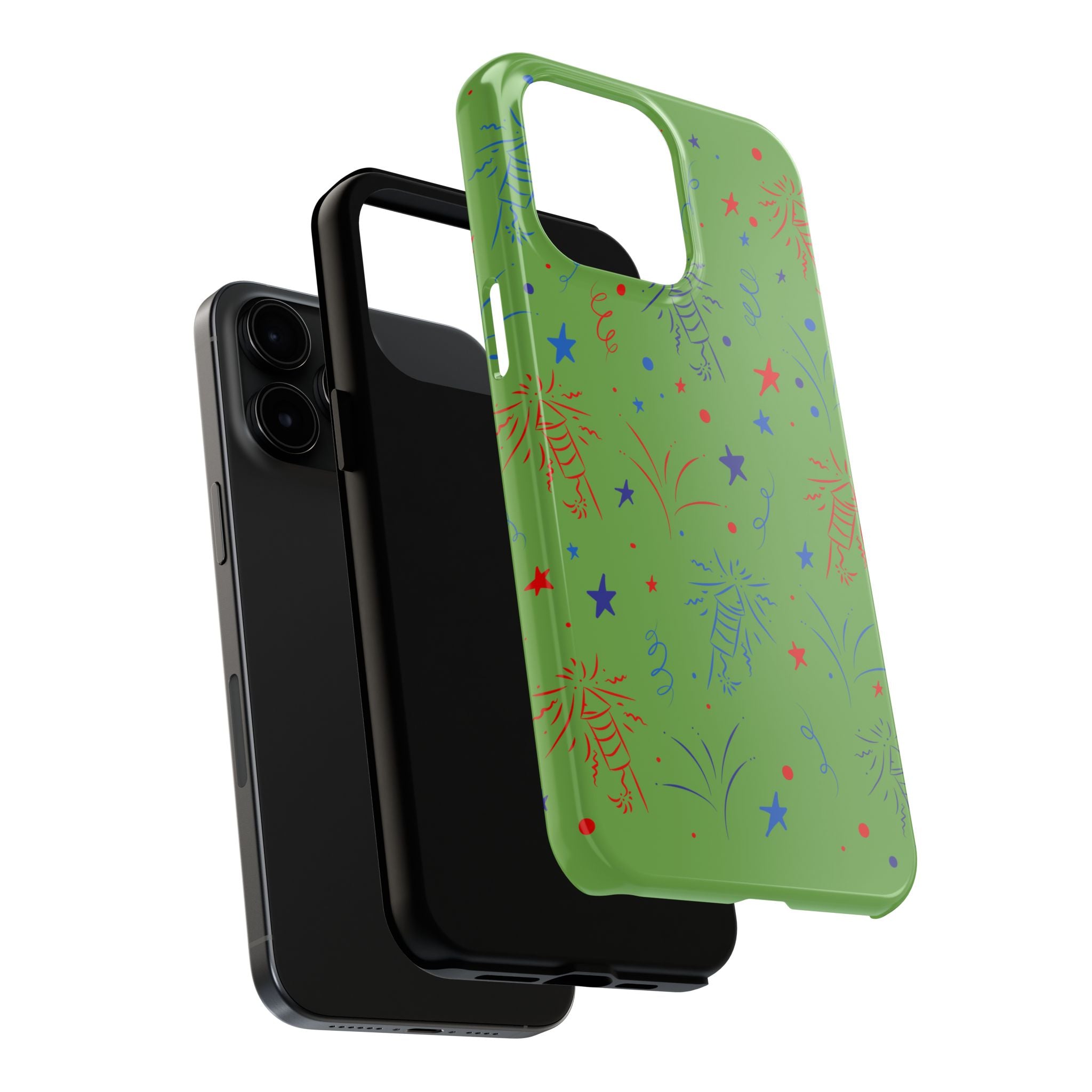 Celebratory Tough Phone Cases, Festive Phone Cover, Fireworks Phone Protector, Green Party Case, Holiday Mobile Case