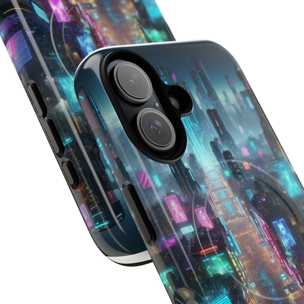 Futuristic Cityscape Phone Case, Tough Magnetic Cases, Urban Aesthetic, Tech Accessories, Gifts for Tech Lovers, Holiday Phone Cases