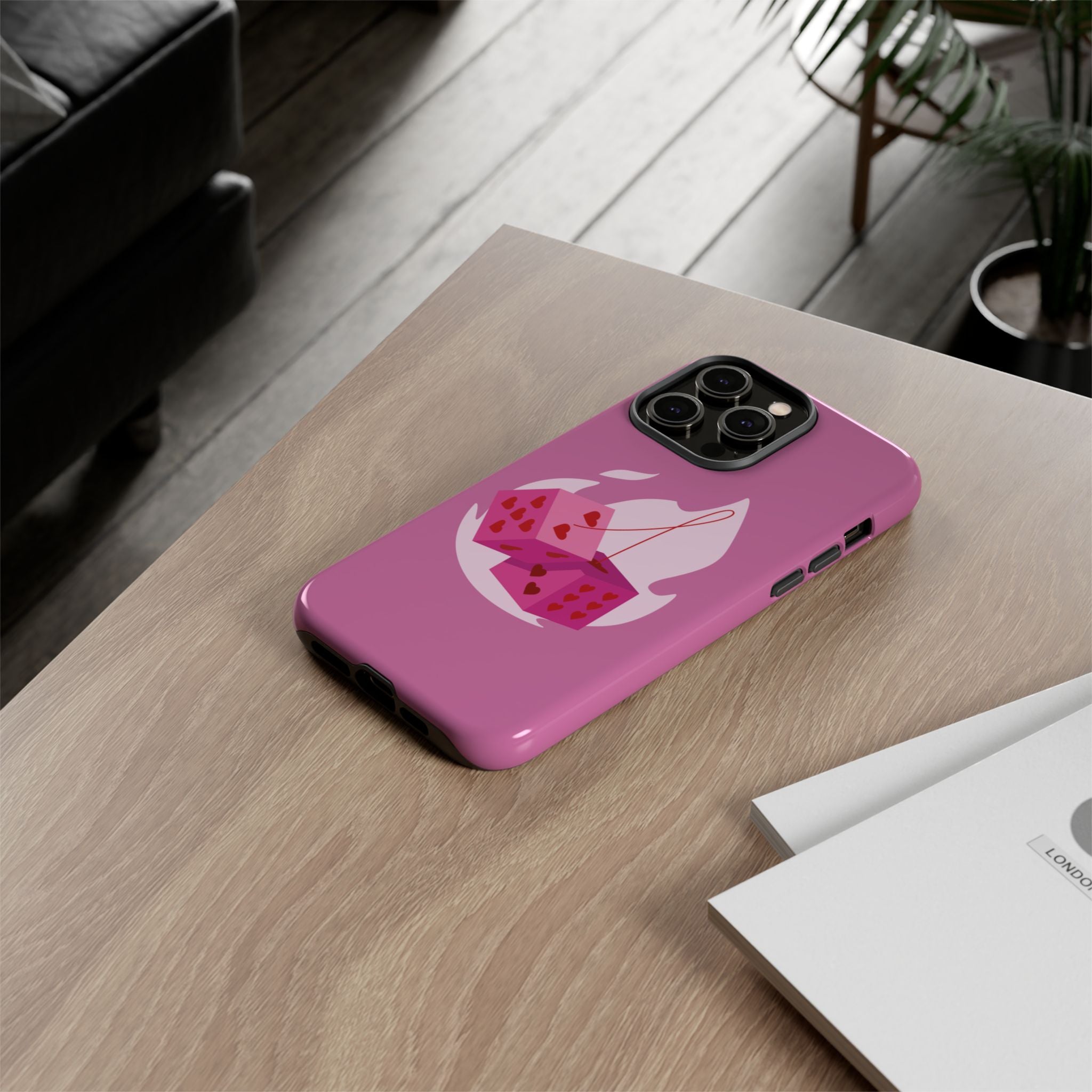 Phone Case, Tough Phone Cover, Heart Design, Cute Cell Accessories, Valentine's Day Gift, Trendy Pink Case