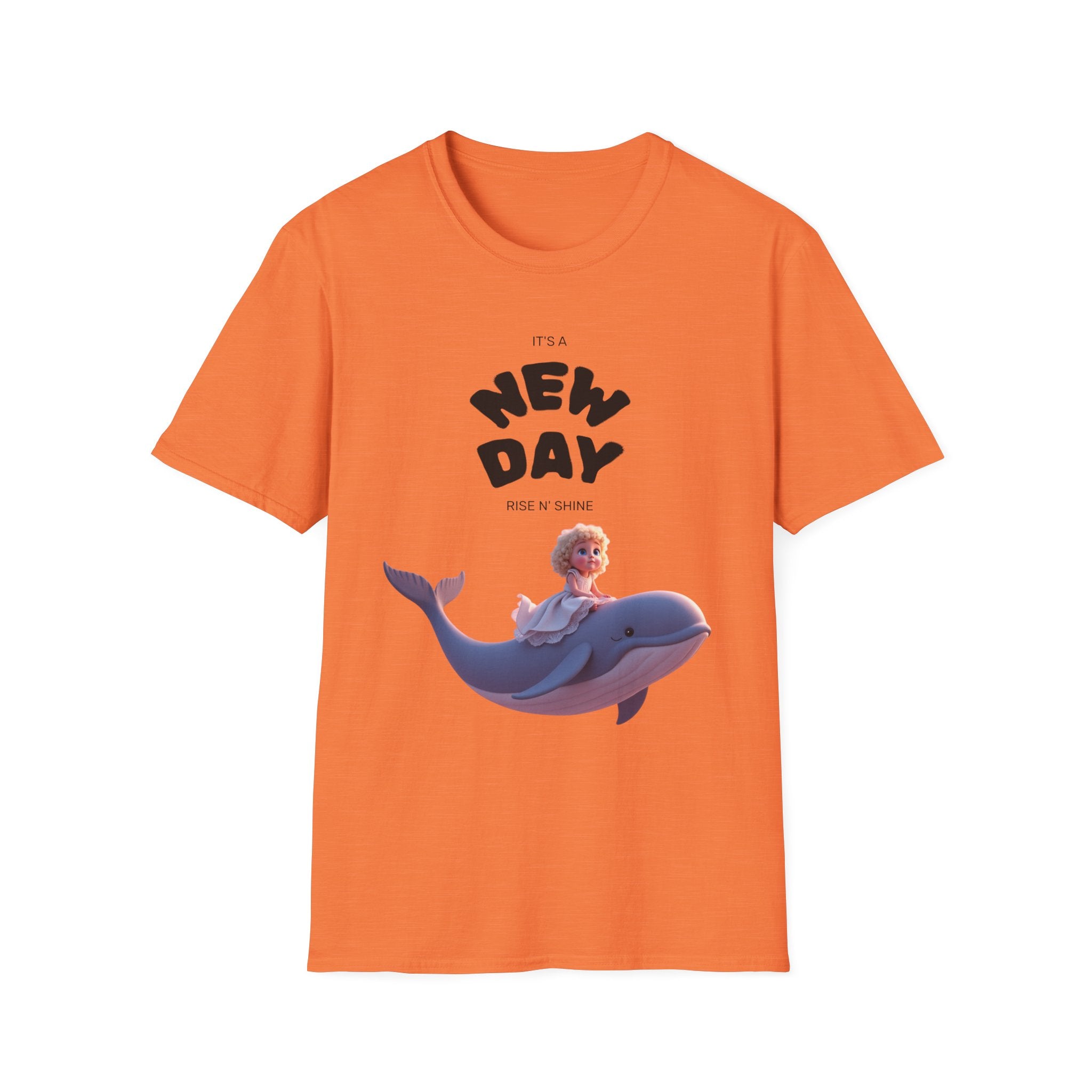 Whimsical Dolphin T-Shirt | Unisex Softstyle Tee | Fun Graphic Tee, New Day Shirt, Ocean Lover Gift, Casual Wear