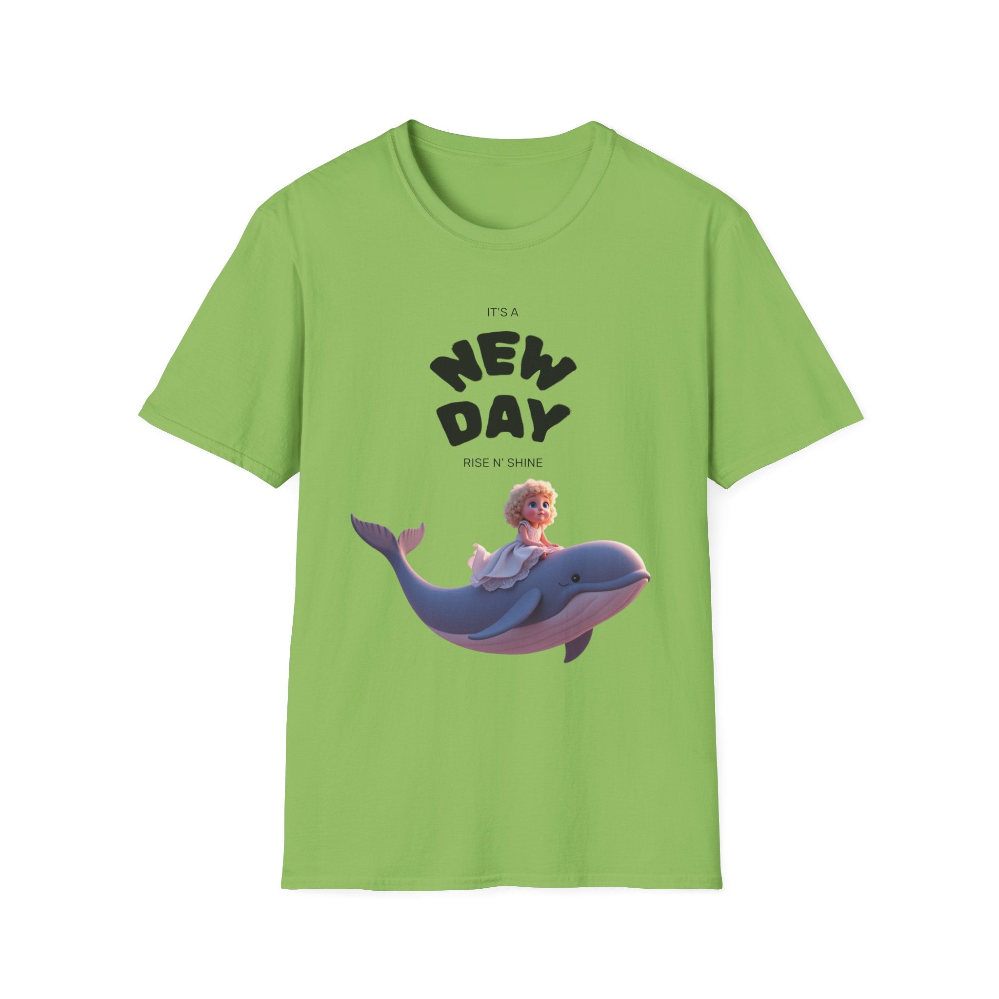 Whimsical Dolphin T-Shirt | Unisex Softstyle Tee | Fun Graphic Tee, New Day Shirt, Ocean Lover Gift, Casual Wear