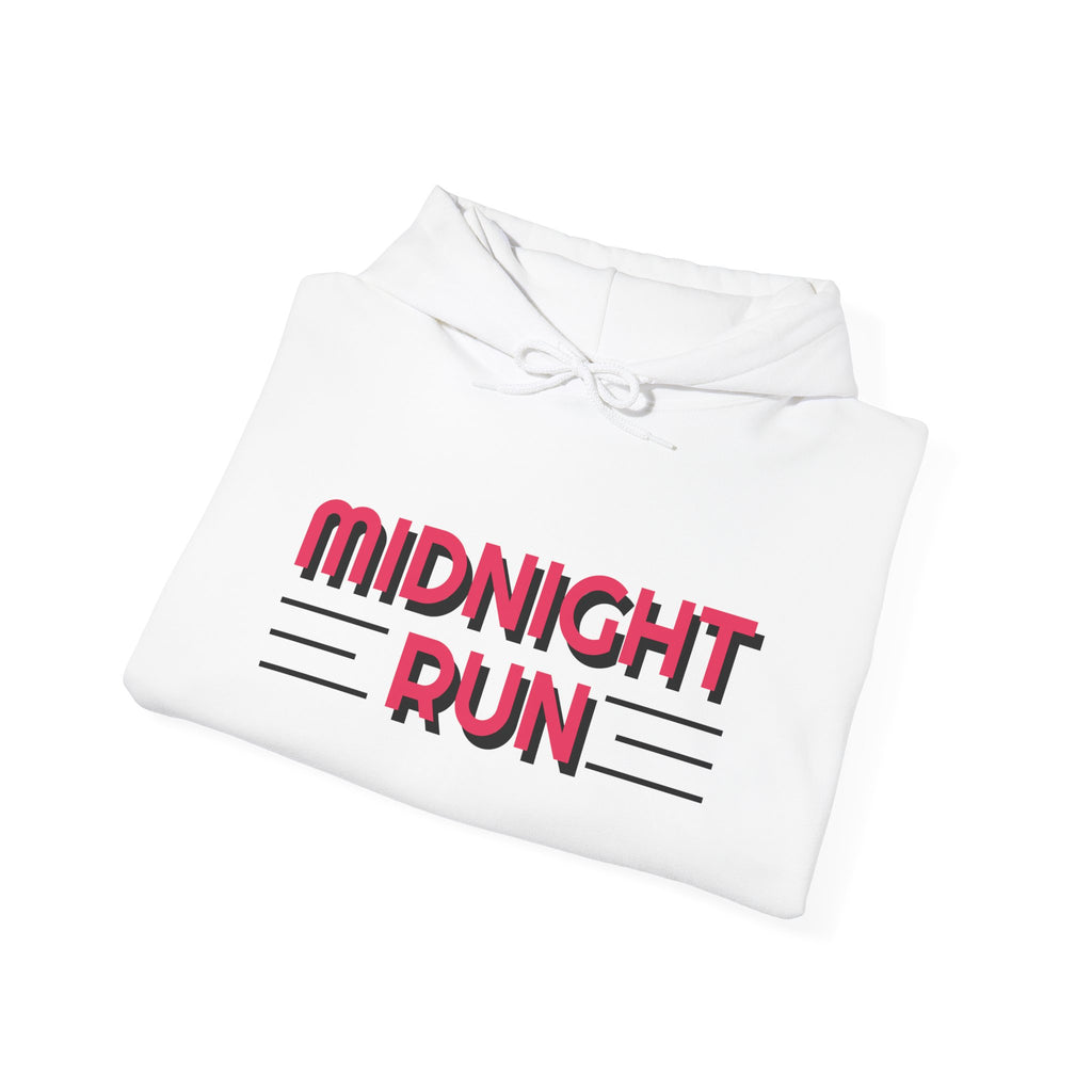 Midnight Run Hooded Sweatshirt, Cozy Pullover for Fitness, Gym Wear, Casual Outing, Gift for Runners, Active Lifestyle