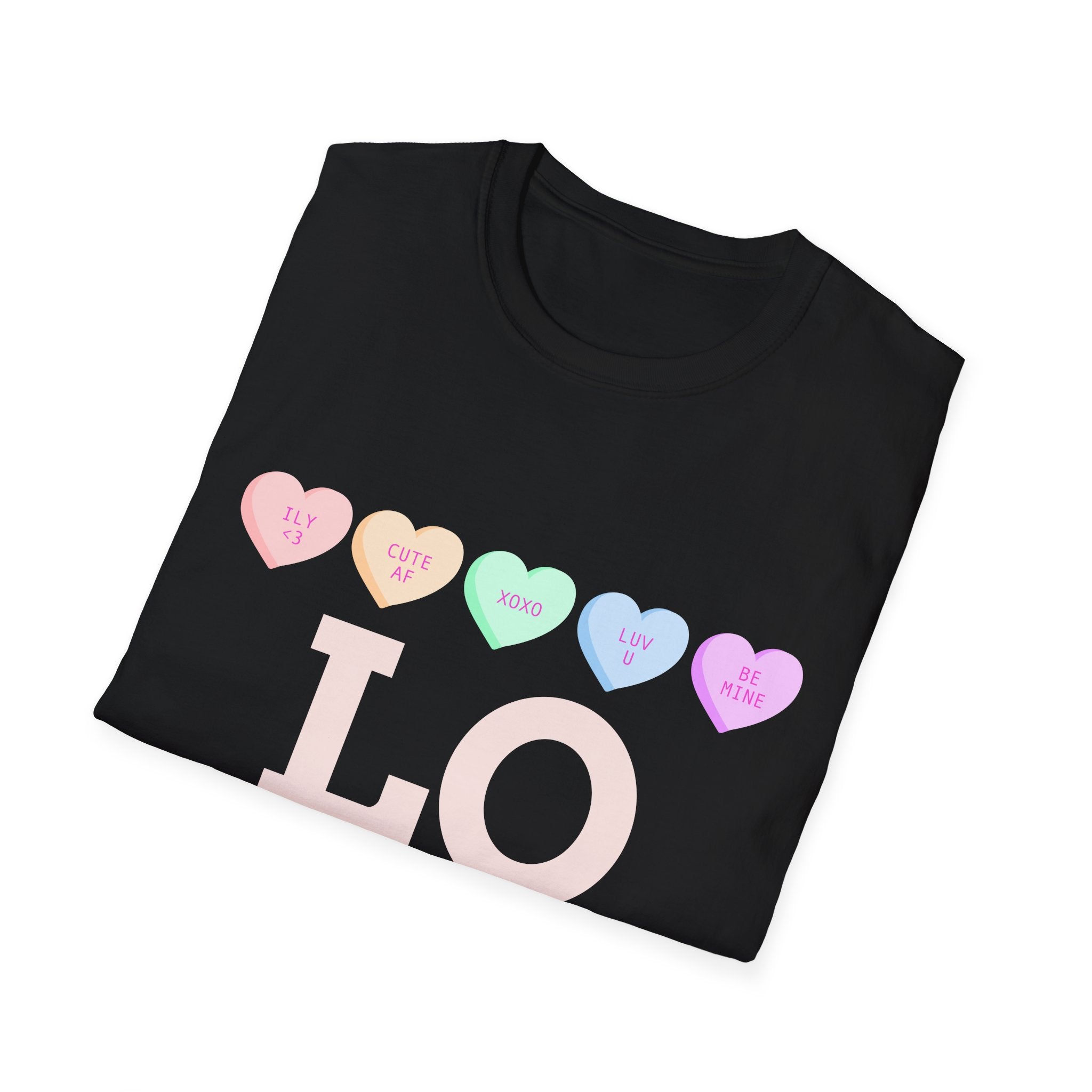 Colorful Love Hearts Unisex Softstyle T-Shirt, Valentine's Day Gift, Couple's Tees, Casual Wear, Cute Heart Shirt