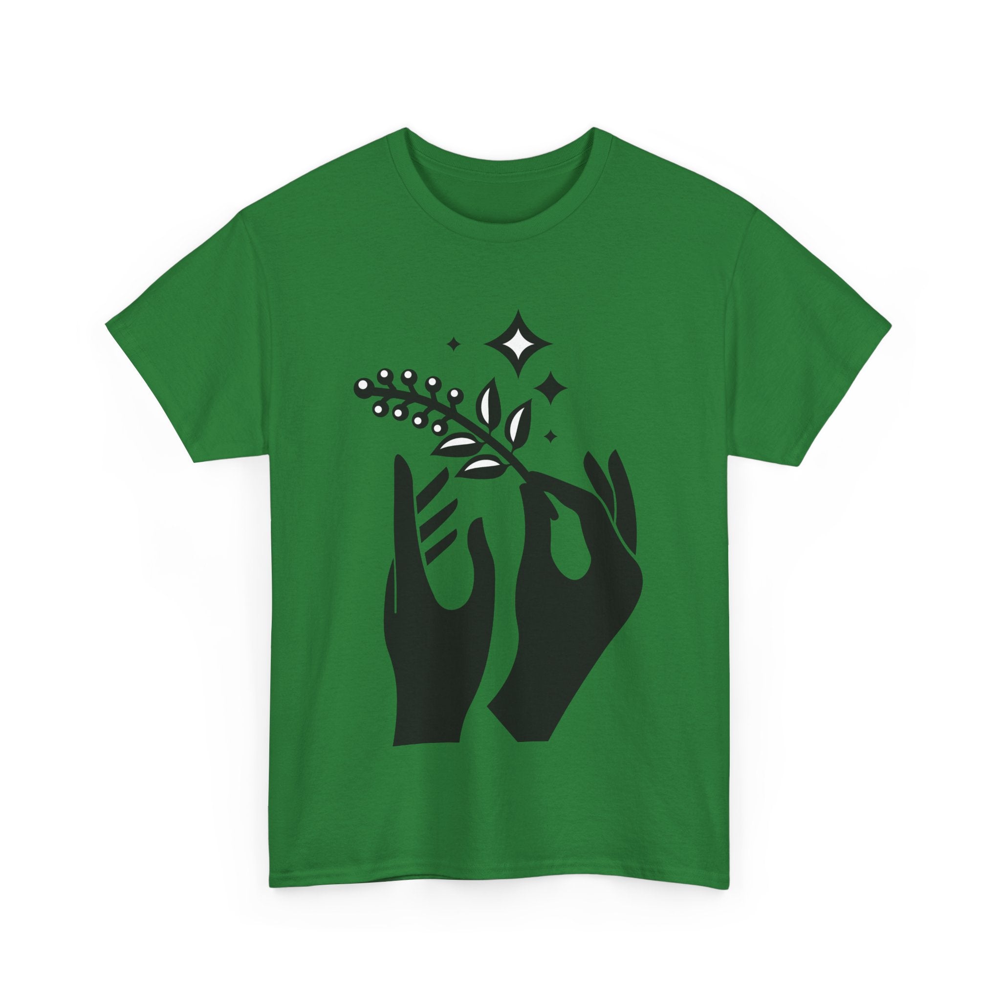 Stylish Unisex Heavy Cotton Tee with Hands and Nature Design, Casual Wear, Boho Style, Gift for Him or Her, Summer Essential