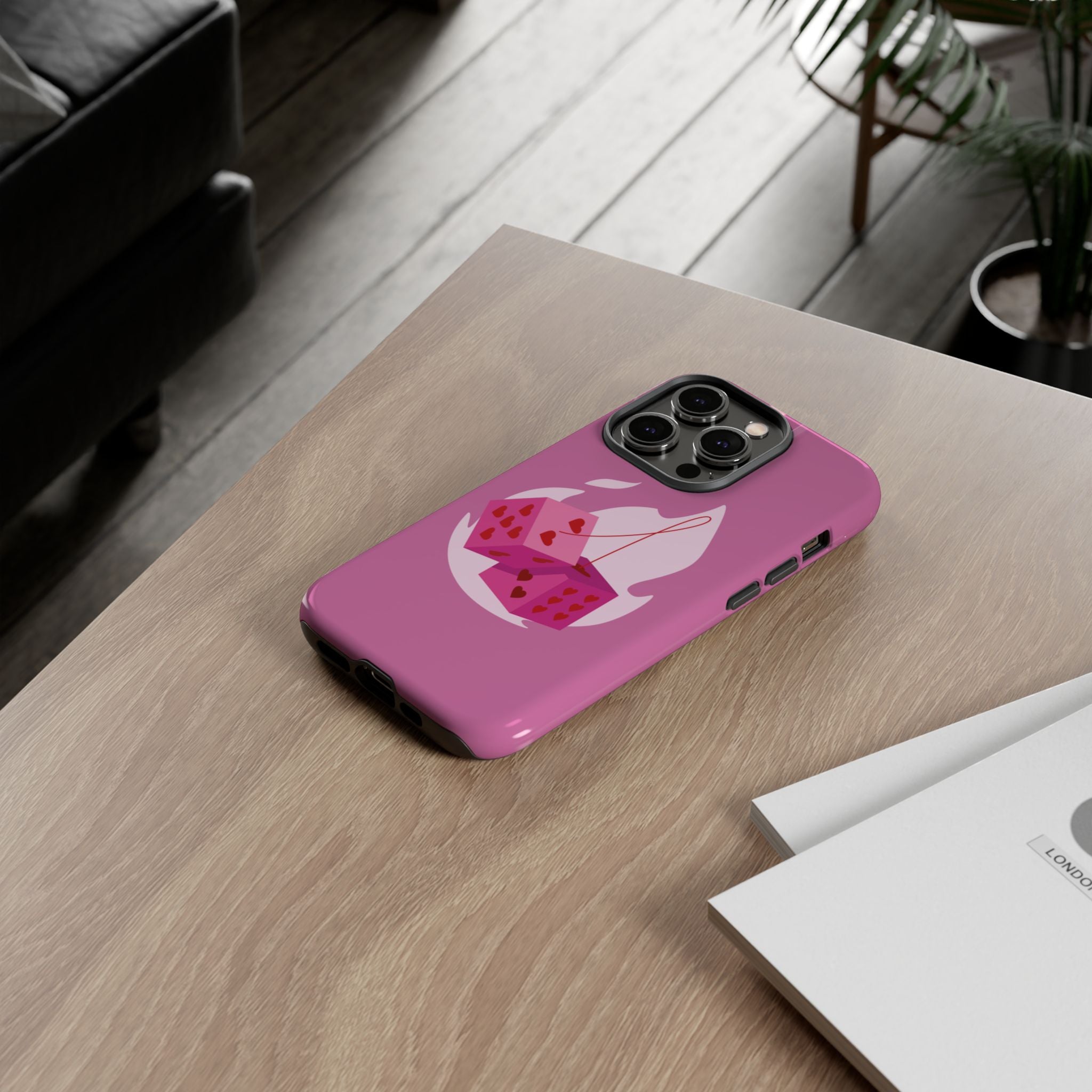Phone Case, Tough Phone Cover, Heart Design, Cute Cell Accessories, Valentine's Day Gift, Trendy Pink Case
