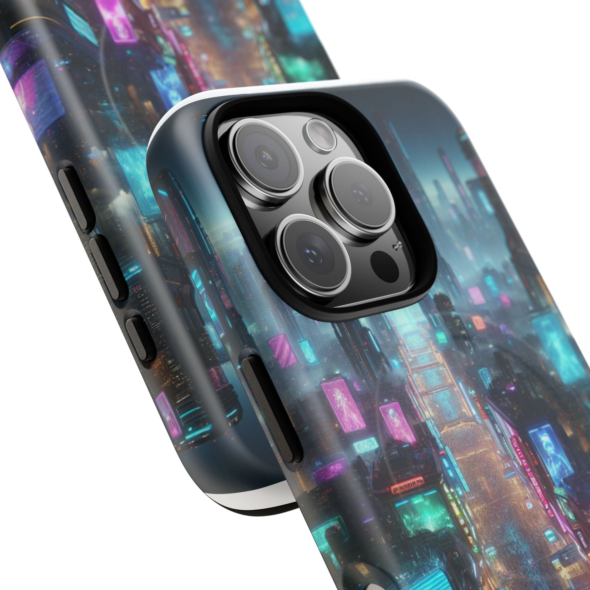Futuristic Cityscape Phone Case, Tough Magnetic Cases, Urban Aesthetic, Tech Accessories, Gifts for Tech Lovers, Holiday Phone Cases