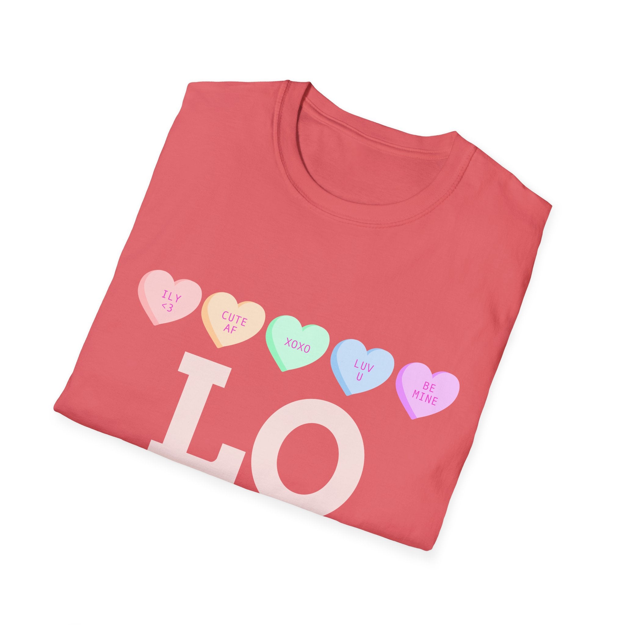 Colorful Love Hearts Unisex Softstyle T-Shirt, Valentine's Day Gift, Couple's Tees, Casual Wear, Cute Heart Shirt