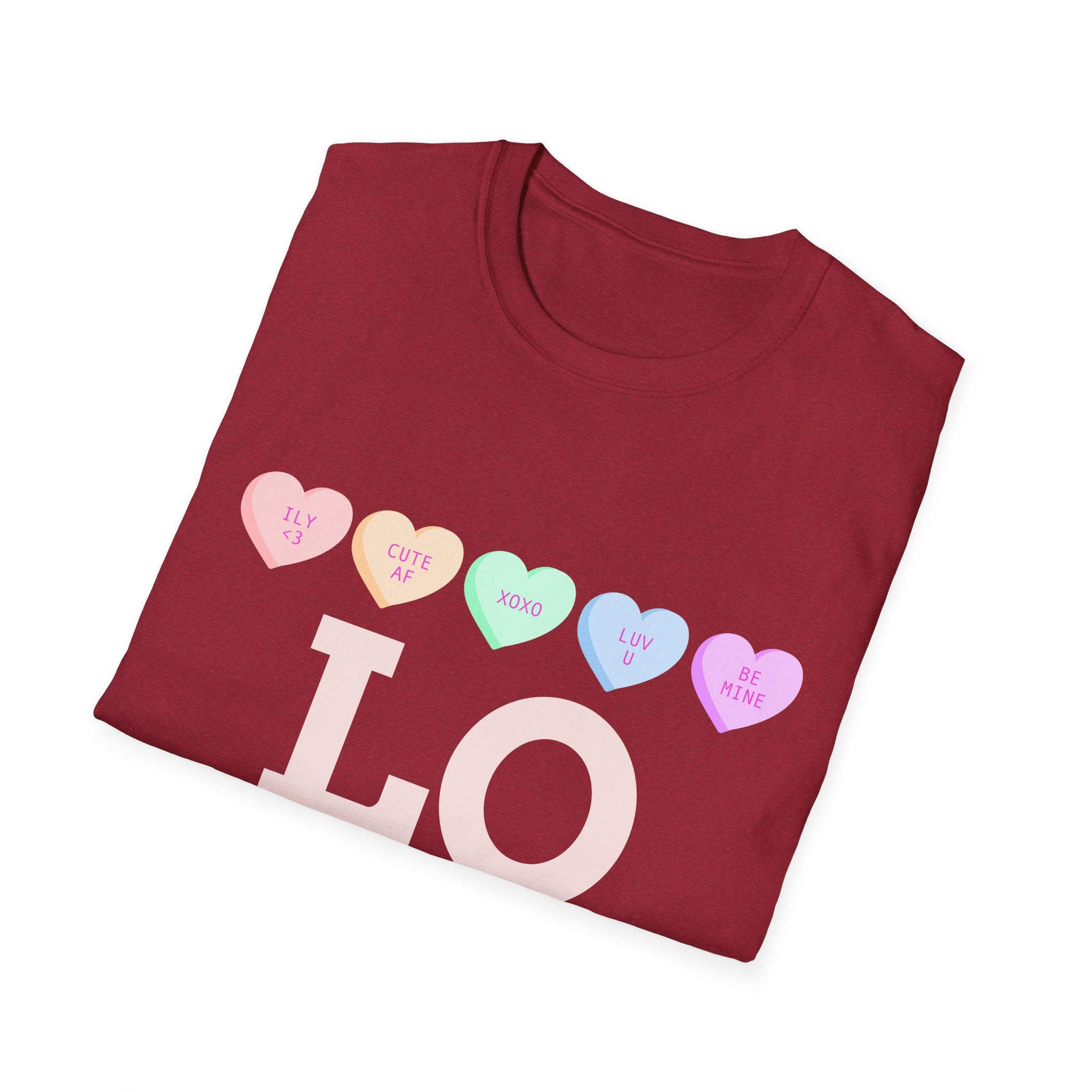 Colorful Love Hearts Unisex Softstyle T-Shirt, Valentine's Day Gift, Couple's Tees, Casual Wear, Cute Heart Shirt