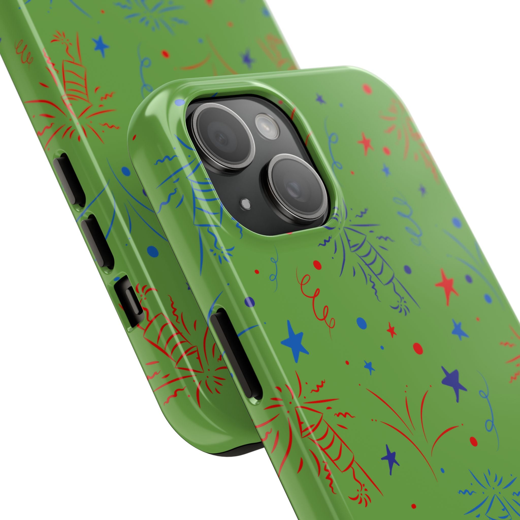 Celebratory Tough Phone Cases, Festive Phone Cover, Fireworks Phone Protector, Green Party Case, Holiday Mobile Case