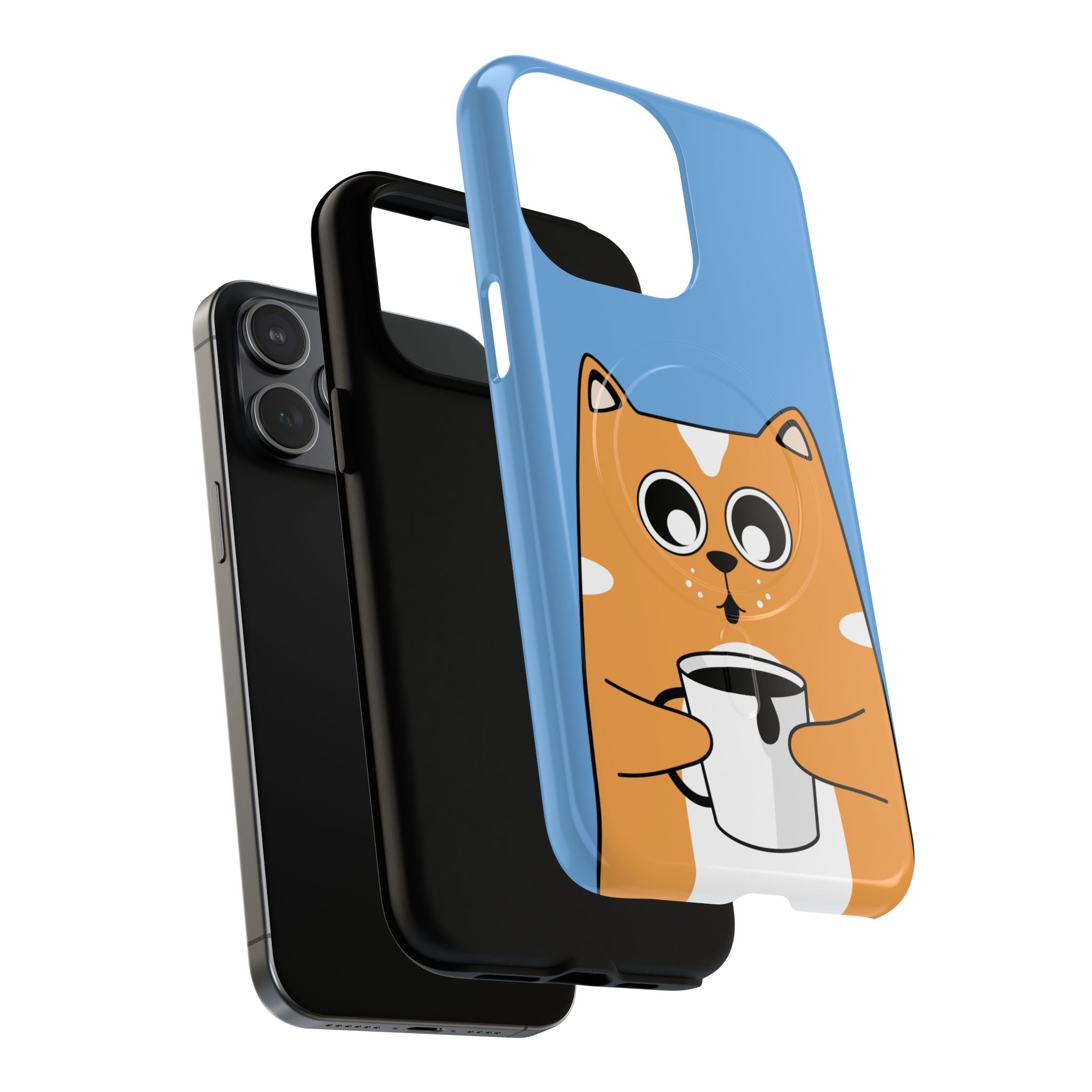 Cute Cat Magnetic Phone Case, Tough iPhone Cover, Pet Lover Gift, Cartoon Style, Cat-Themed Accessories