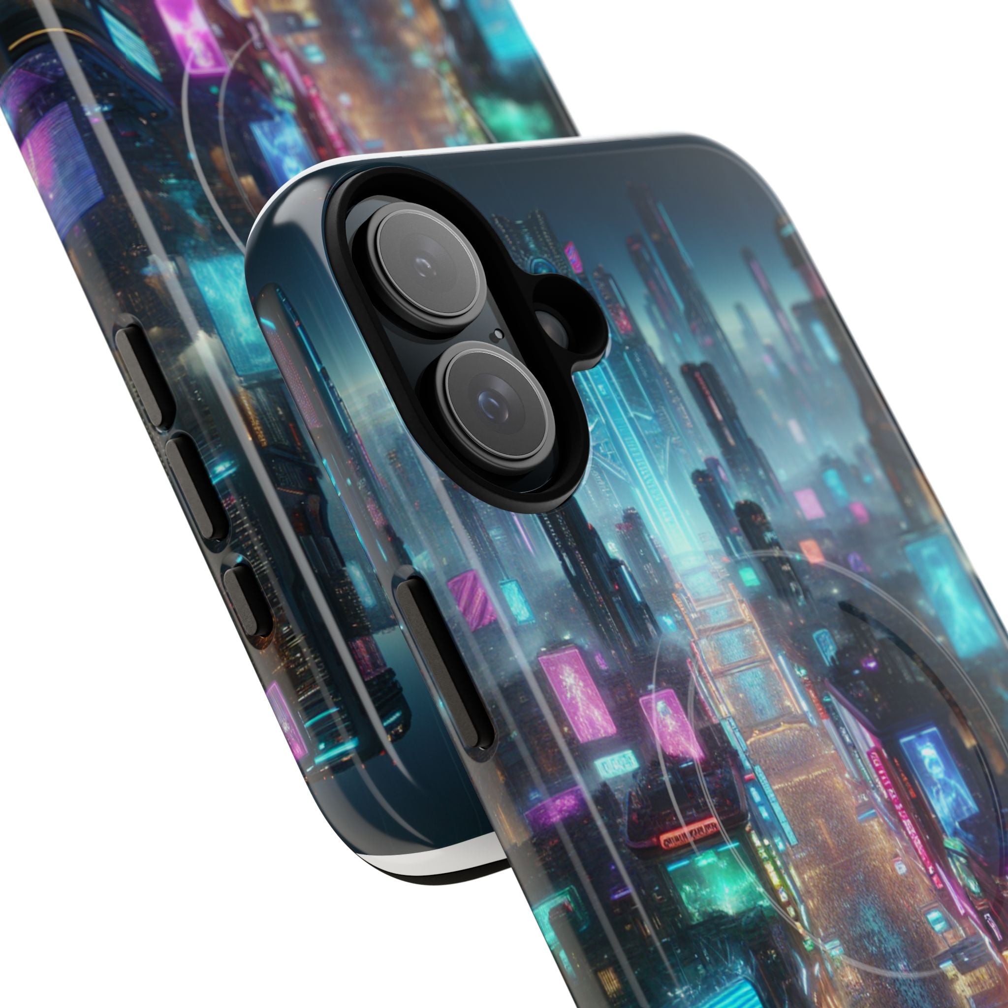 Futuristic Cityscape Phone Case, Tough Magnetic Cases, Urban Aesthetic, Tech Accessories, Gifts for Tech Lovers, Holiday Phone Cases
