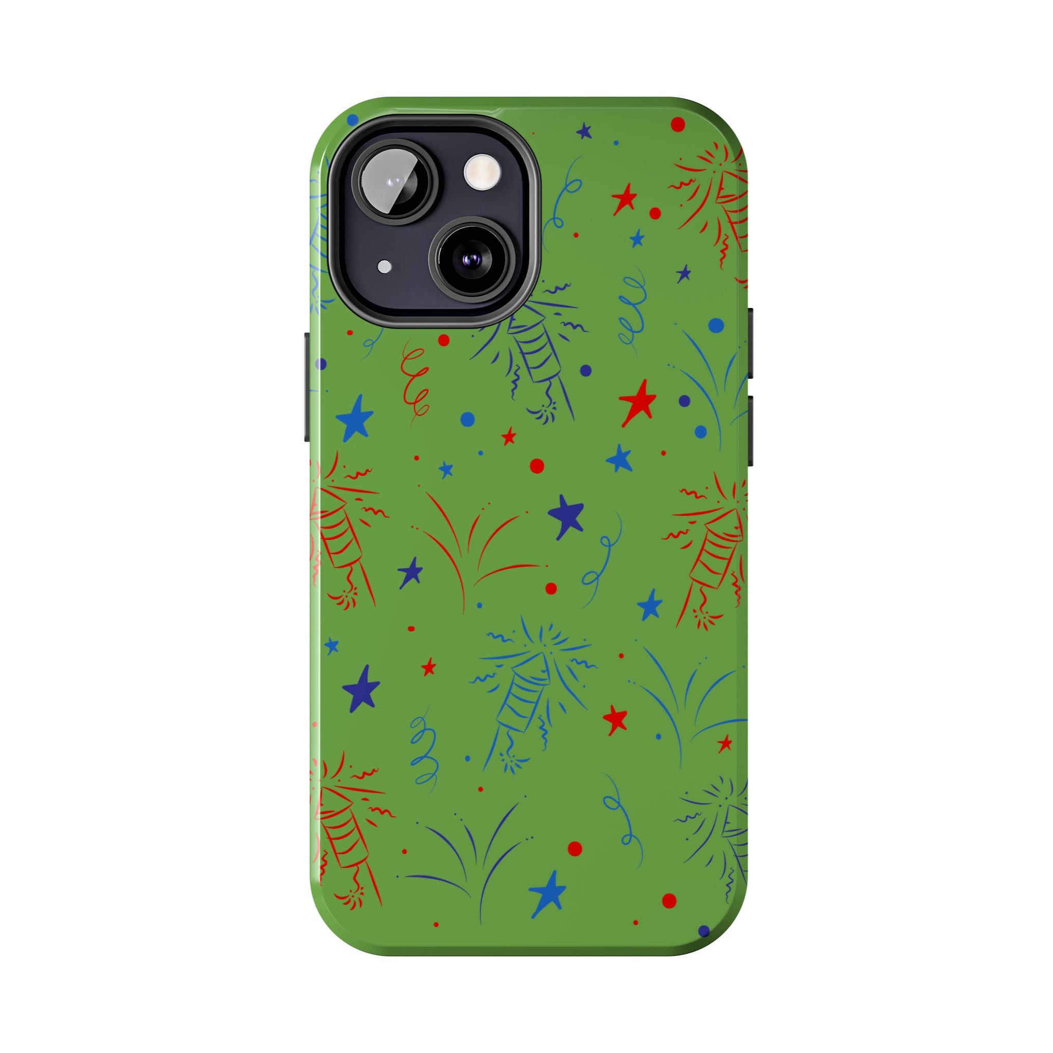 Celebratory Tough Phone Cases, Festive Phone Cover, Fireworks Phone Protector, Green Party Case, Holiday Mobile Case