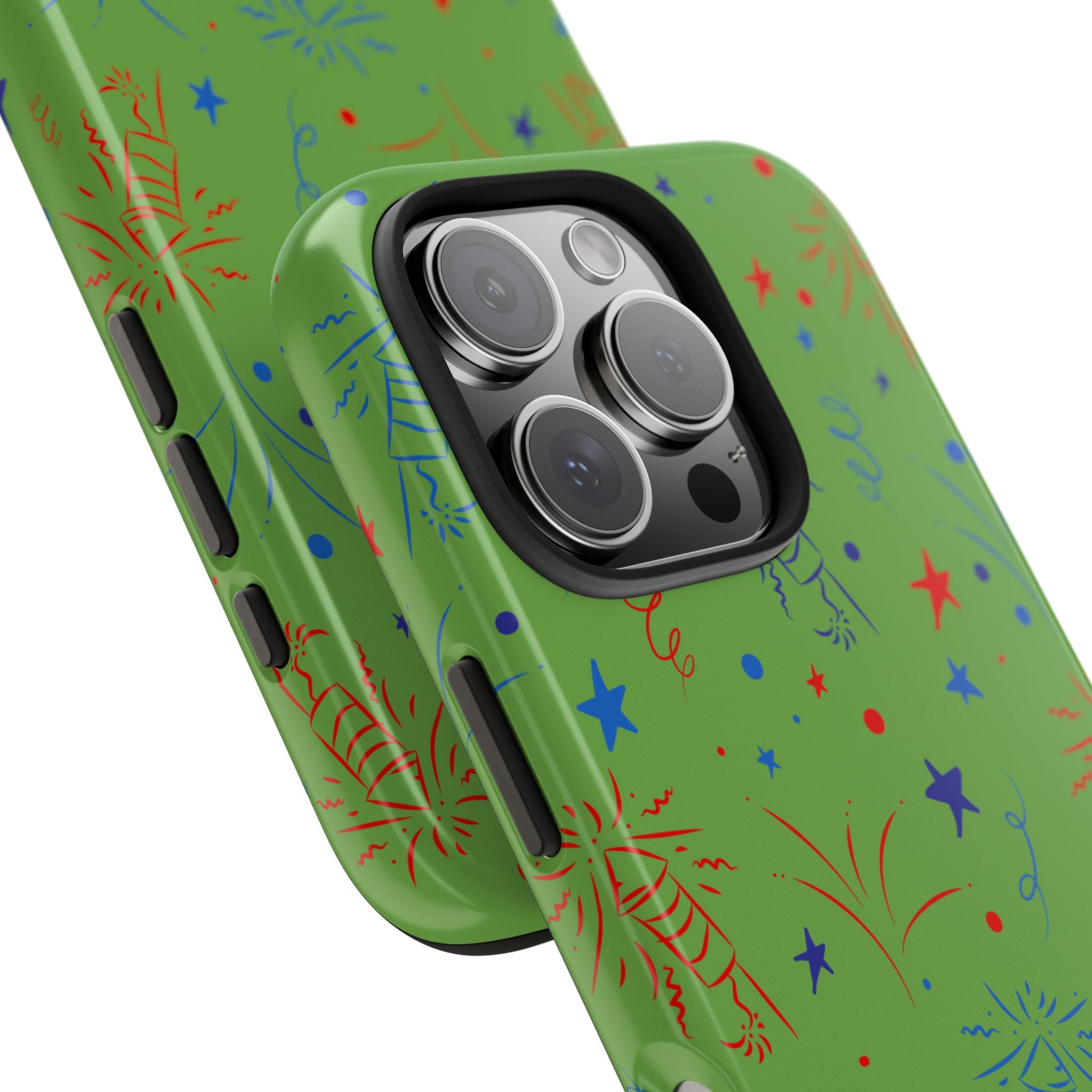 Celebratory Tough Phone Cases, Festive Phone Cover, Fireworks Phone Protector, Green Party Case, Holiday Mobile Case