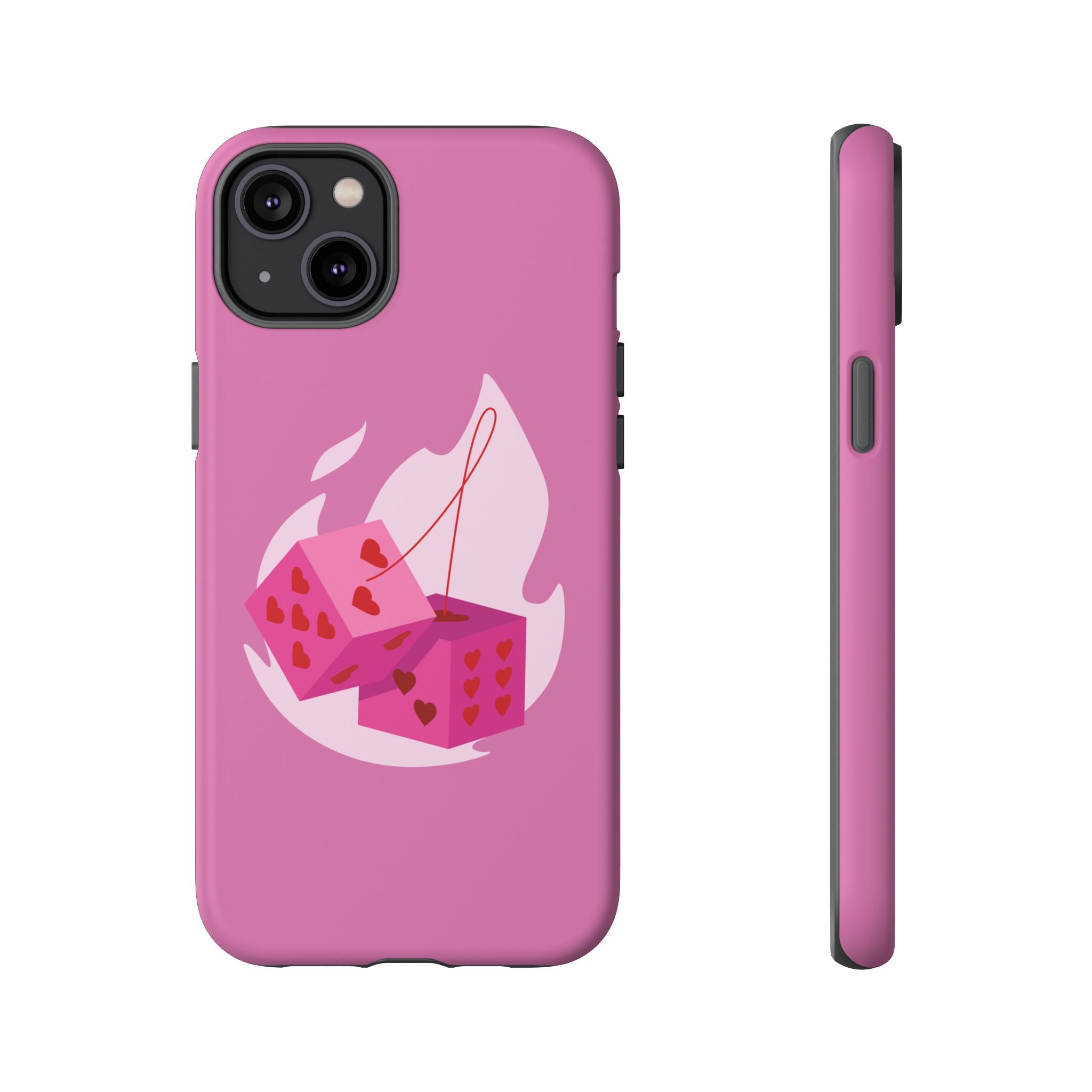 Phone Case, Tough Phone Cover, Heart Design, Cute Cell Accessories, Valentine's Day Gift, Trendy Pink Case