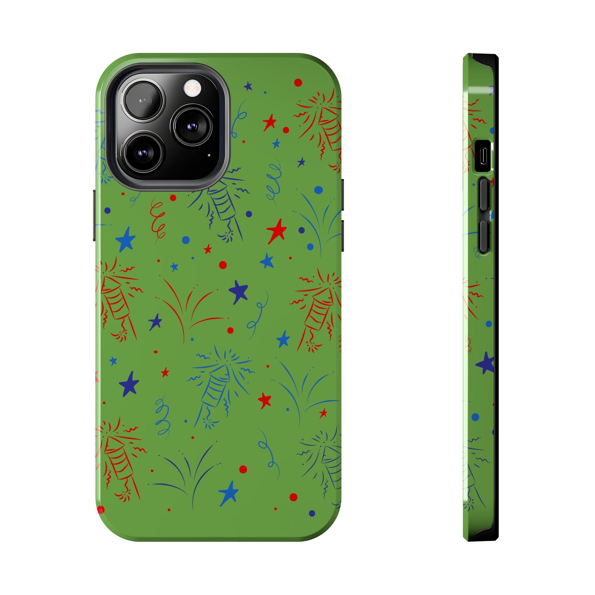 Celebratory Tough Phone Cases, Festive Phone Cover, Fireworks Phone Protector, Green Party Case, Holiday Mobile Case