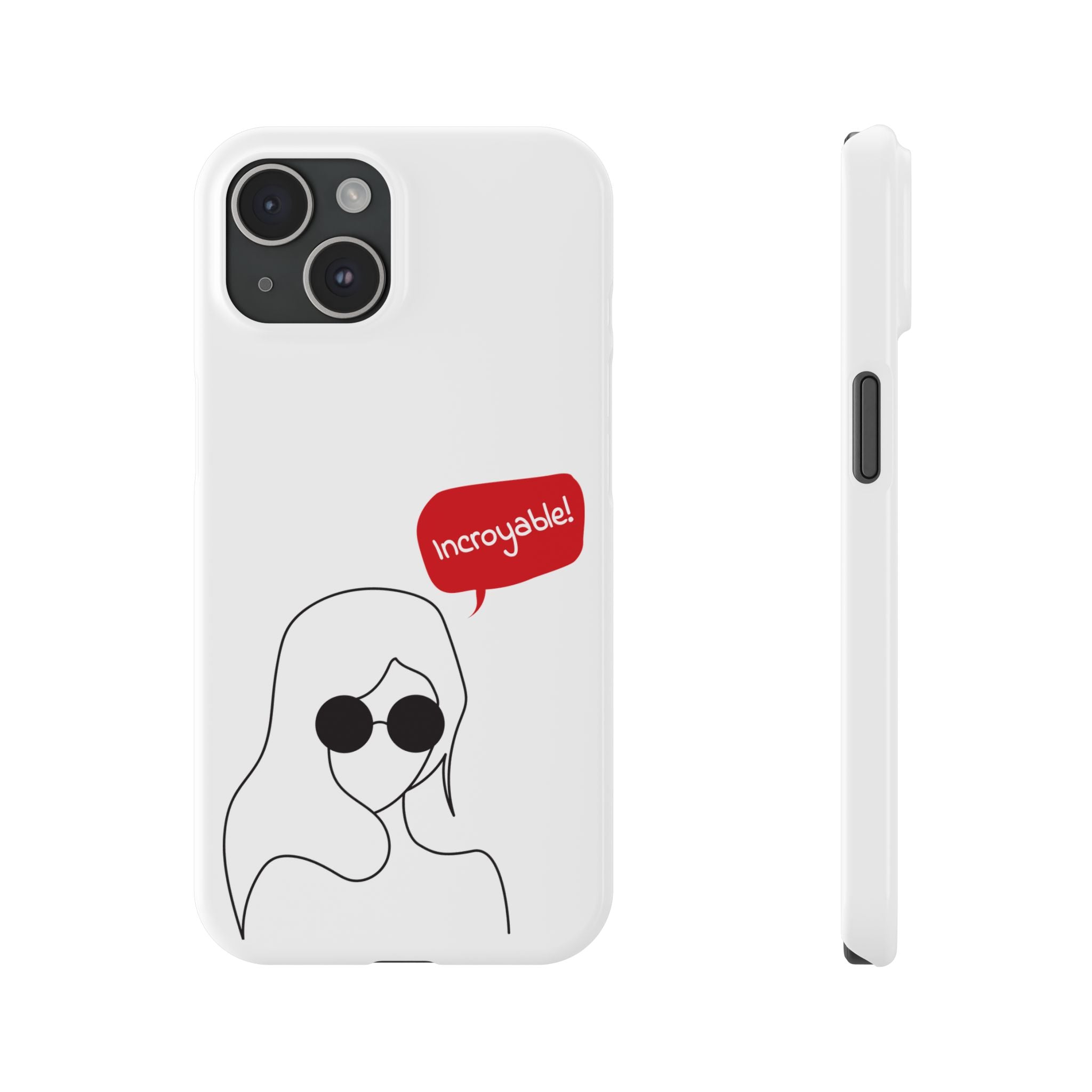 Chic Slim Phone Cases with 'Incroyable!' Design, Trendy Cell Phone Holder, Fashion Accessory, Gift for Friends, Modern Phone Protector