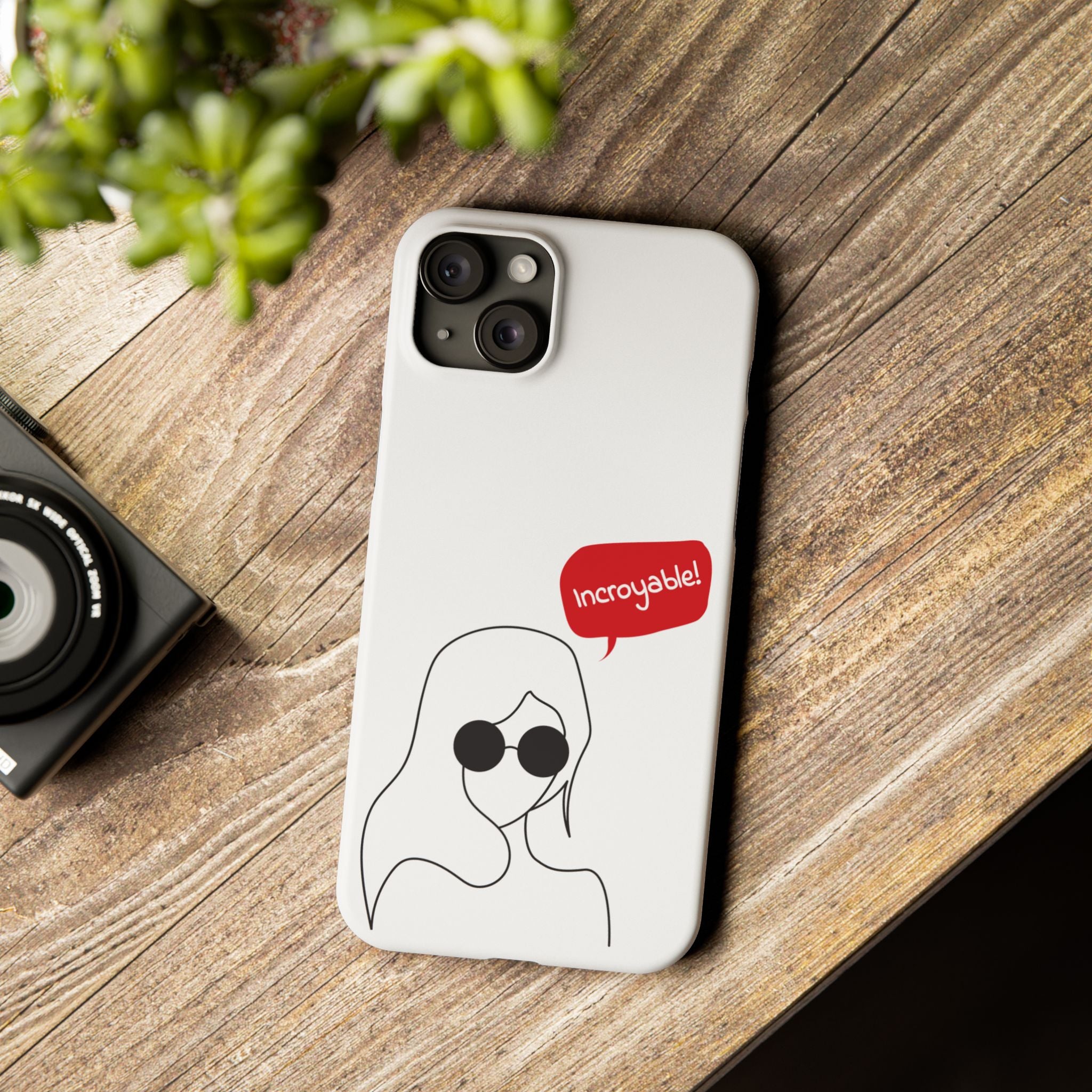 Chic Slim Phone Cases with 'Incroyable!' Design, Trendy Cell Phone Holder, Fashion Accessory, Gift for Friends, Modern Phone Protector