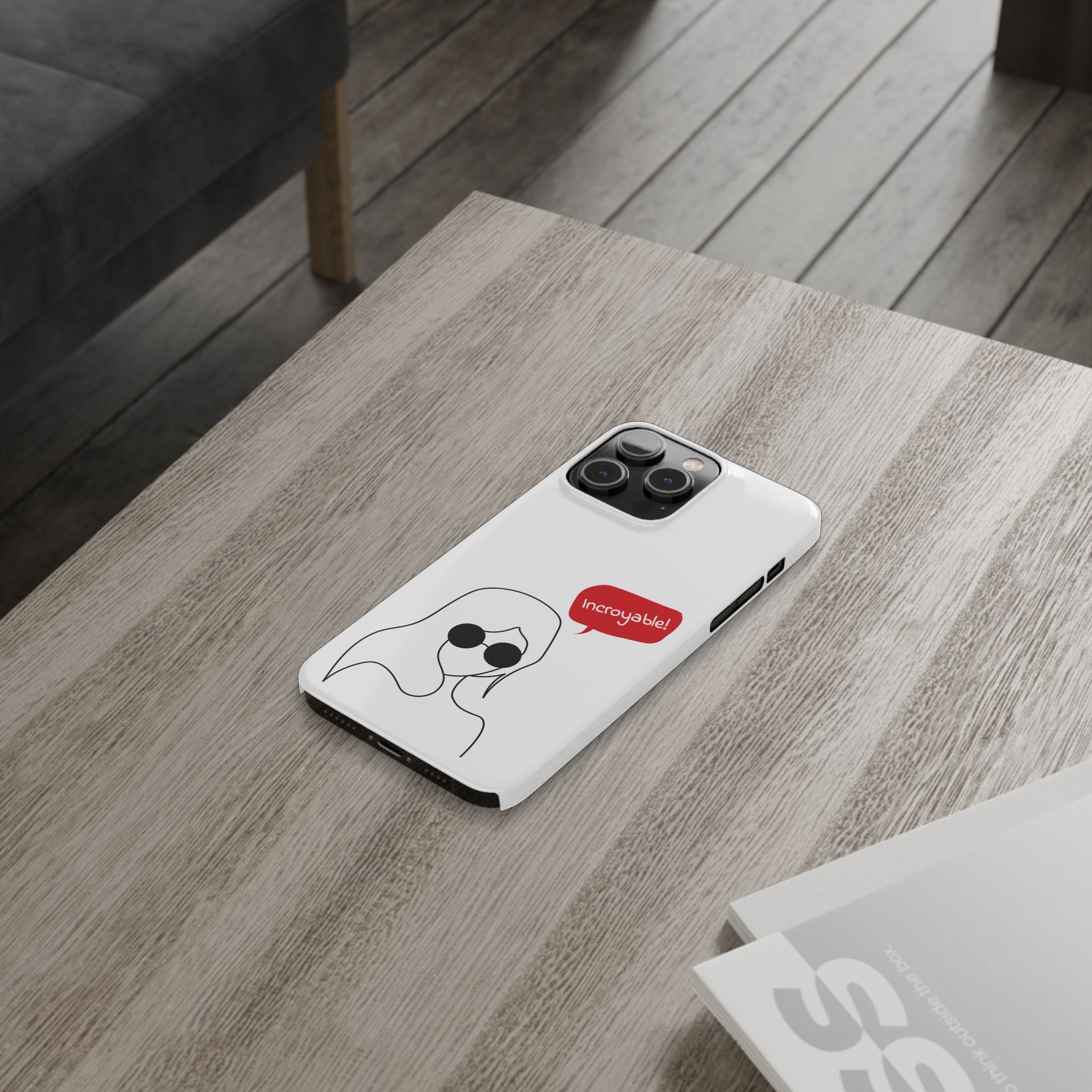 Chic Slim Phone Cases with 'Incroyable!' Design, Trendy Cell Phone Holder, Fashion Accessory, Gift for Friends, Modern Phone Protector