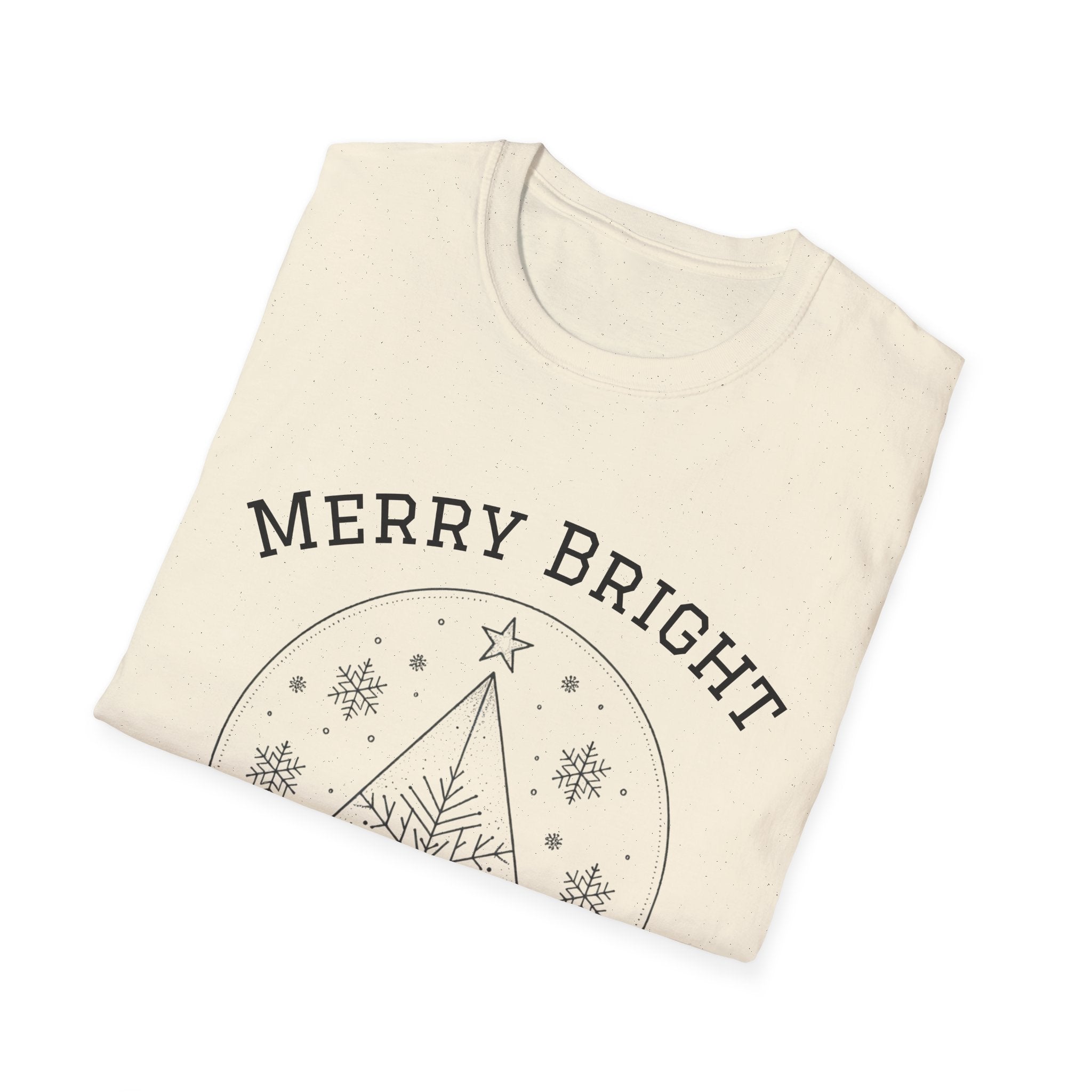 Merry Bright Unisex T-Shirt | Softstyle Holiday Tee for Christmas, Winter Gifts, Casual Wear, Festive Apparel, Seasonal Fashion