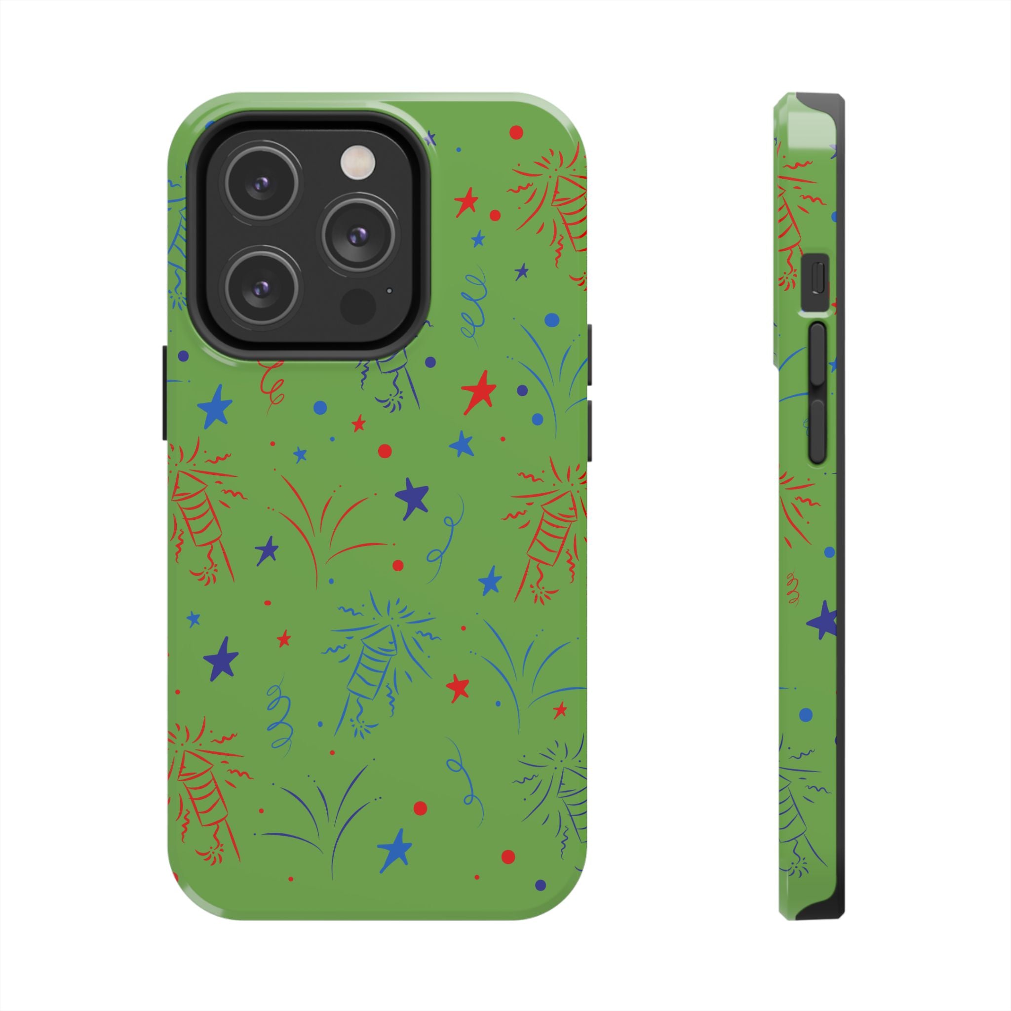 Celebratory Tough Phone Cases, Festive Phone Cover, Fireworks Phone Protector, Green Party Case, Holiday Mobile Case