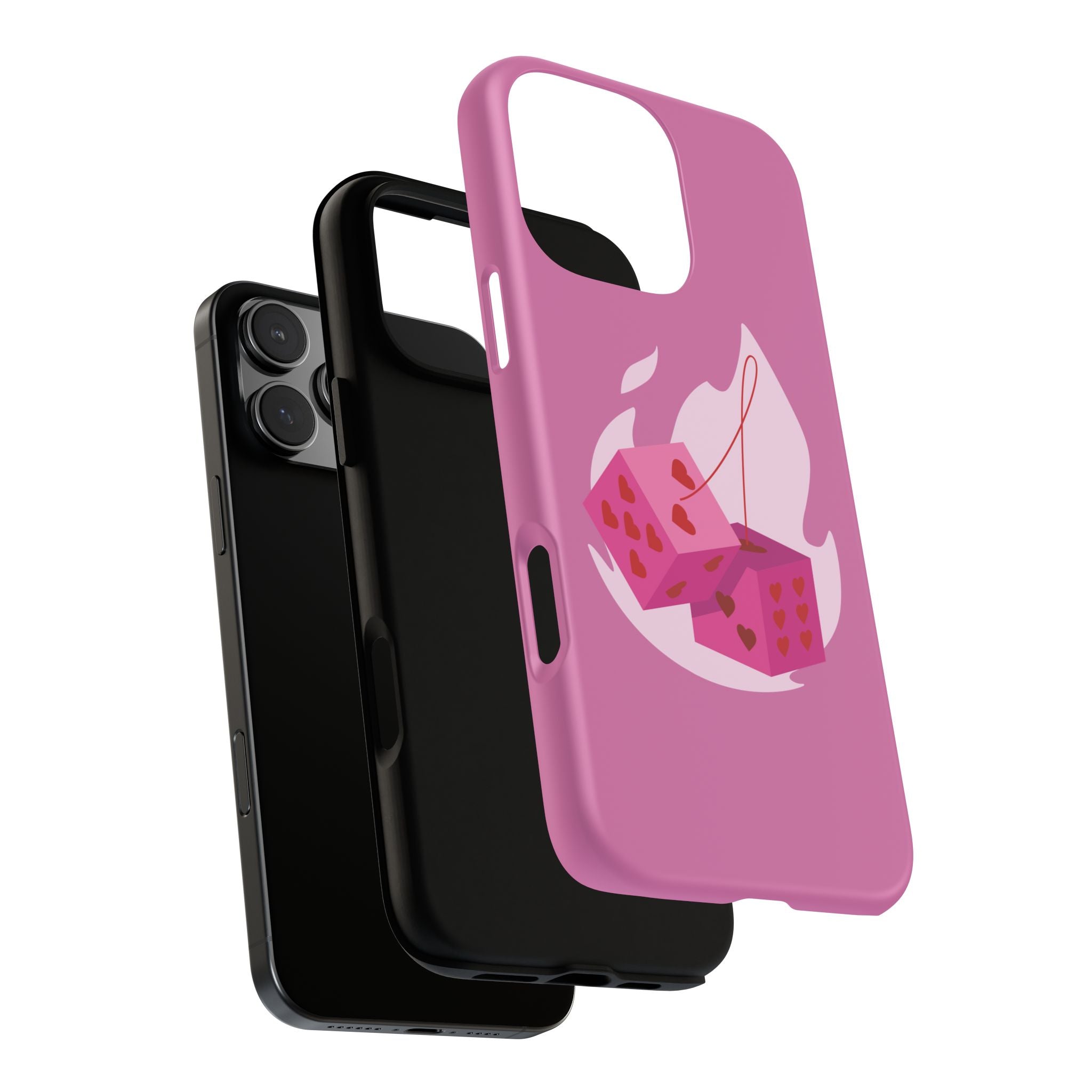 Phone Case, Tough Phone Cover, Heart Design, Cute Cell Accessories, Valentine's Day Gift, Trendy Pink Case