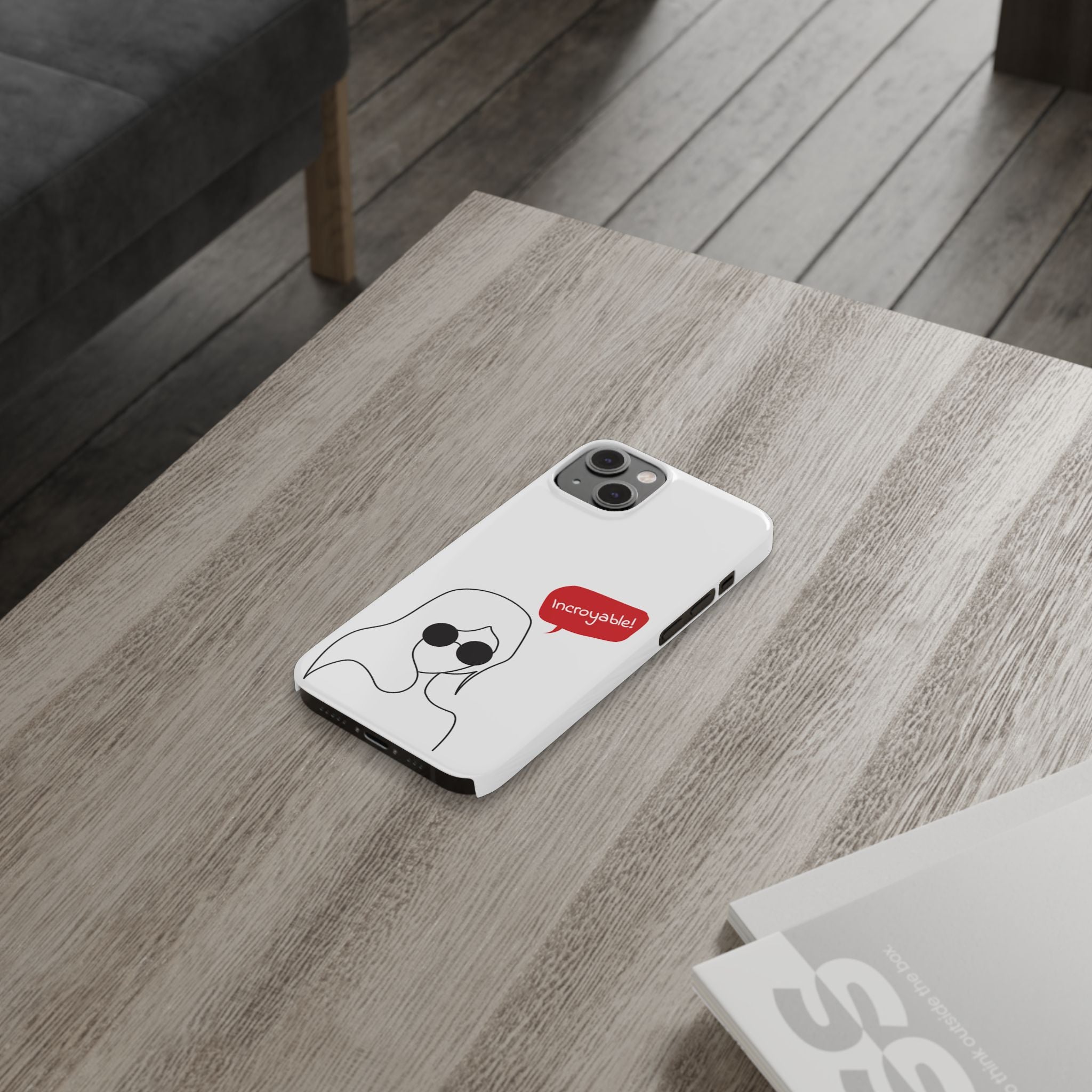 Chic Slim Phone Cases with 'Incroyable!' Design, Trendy Cell Phone Holder, Fashion Accessory, Gift for Friends, Modern Phone Protector