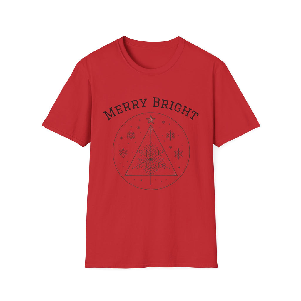 Merry Bright Unisex T-Shirt | Softstyle Holiday Tee for Christmas, Winter Gifts, Casual Wear, Festive Apparel, Seasonal Fashion