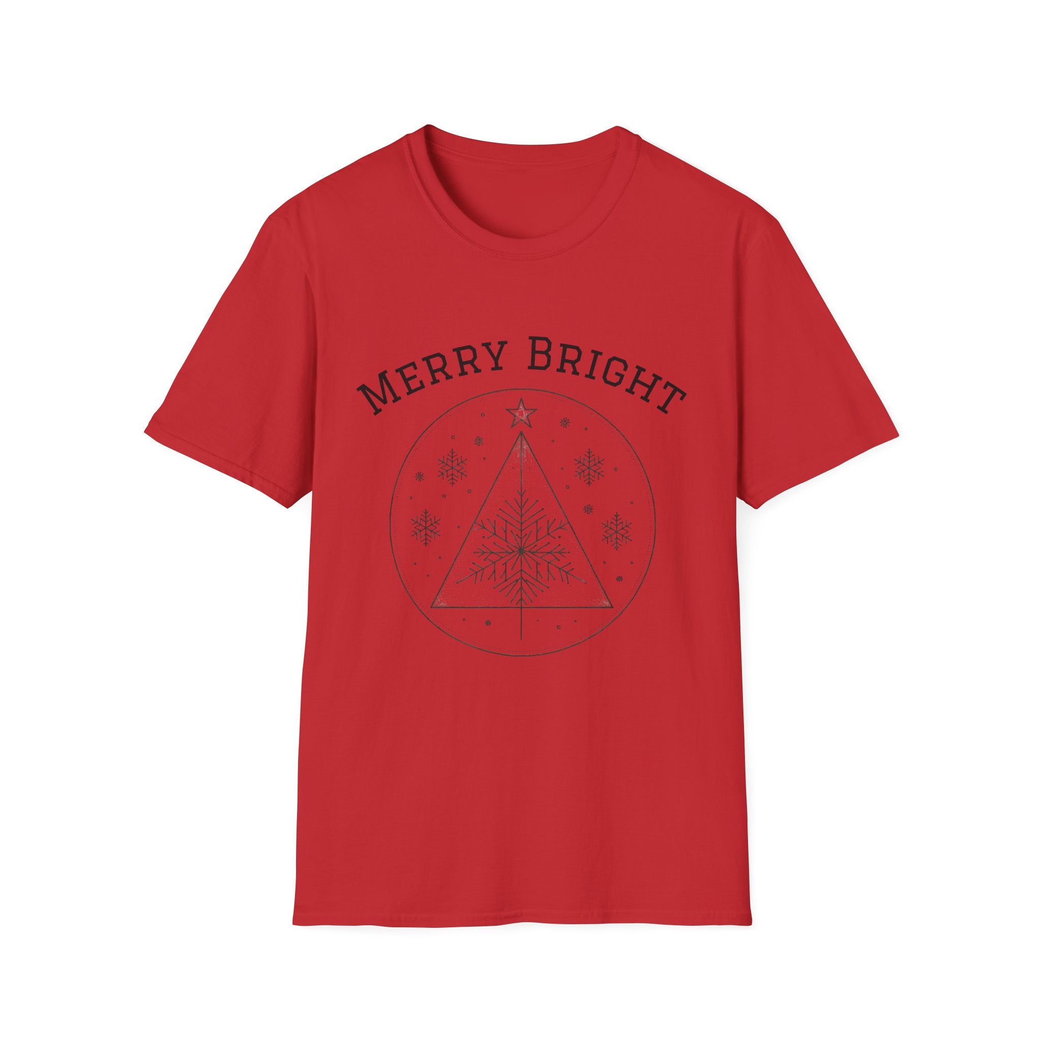 Merry Bright Unisex T-Shirt | Softstyle Holiday Tee for Christmas, Winter Gifts, Casual Wear, Festive Apparel, Seasonal Fashion