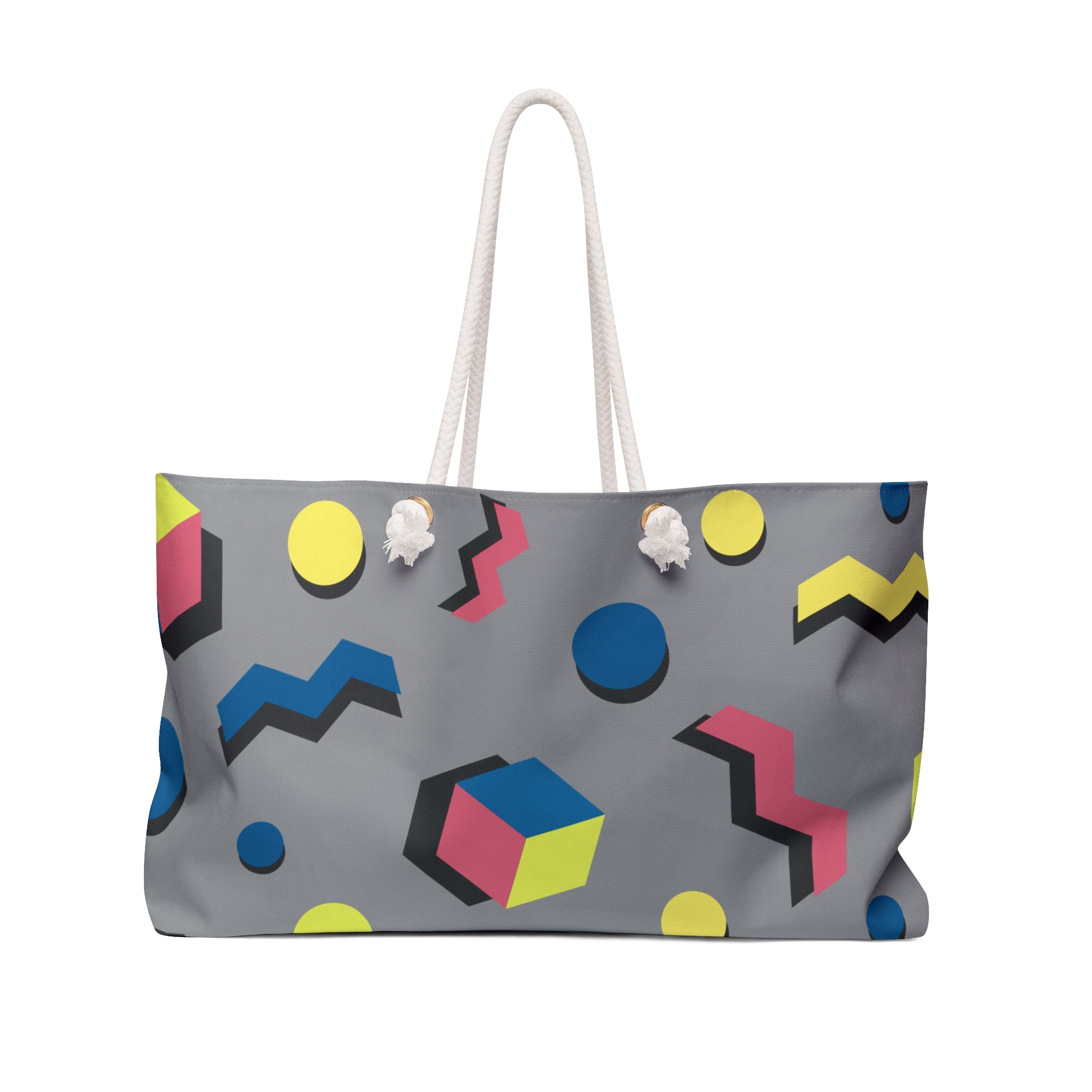 Colorful Geometric Weekender Bag, Travel Tote, Overnight Bag, Beach Bag, Gym Bag, Stylish Storage for Weekend Getaways