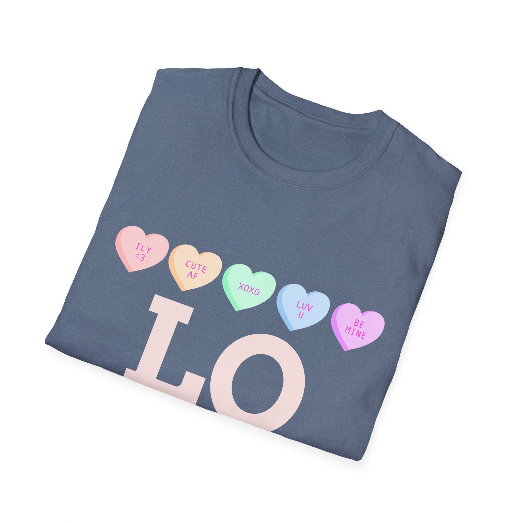 Colorful Love Hearts Unisex Softstyle T-Shirt, Valentine's Day Gift, Couple's Tees, Casual Wear, Cute Heart Shirt