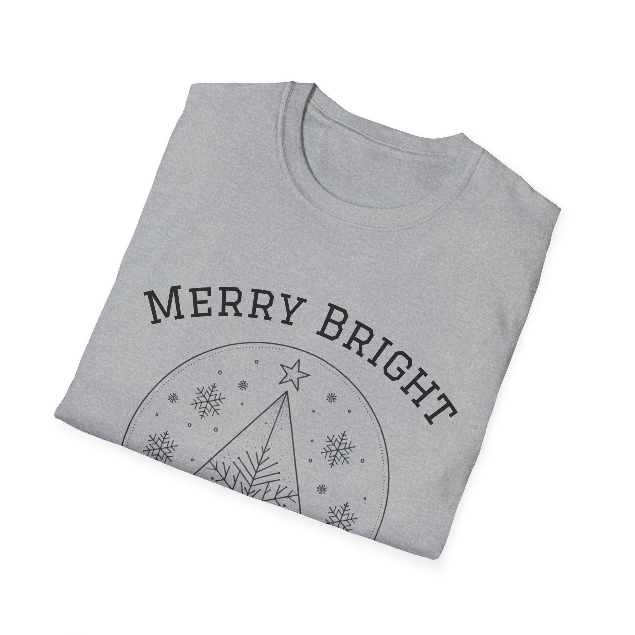 Merry Bright Unisex T-Shirt | Softstyle Holiday Tee for Christmas, Winter Gifts, Casual Wear, Festive Apparel, Seasonal Fashion