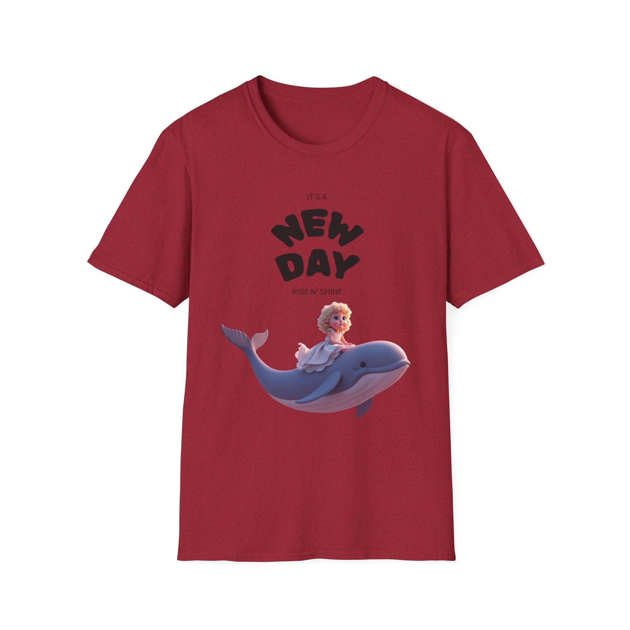 Whimsical Dolphin T-Shirt | Unisex Softstyle Tee | Fun Graphic Tee, New Day Shirt, Ocean Lover Gift, Casual Wear