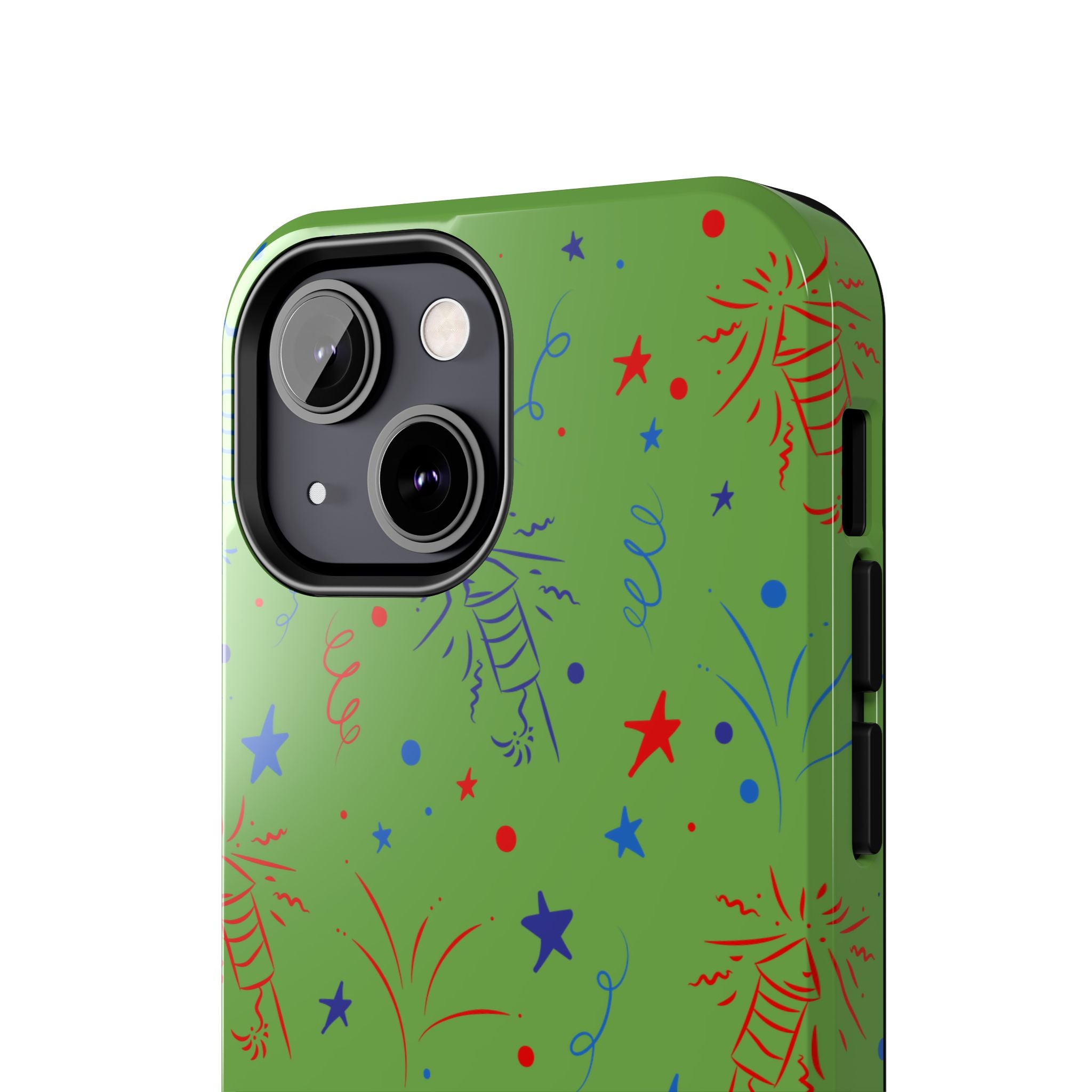 Celebratory Tough Phone Cases, Festive Phone Cover, Fireworks Phone Protector, Green Party Case, Holiday Mobile Case